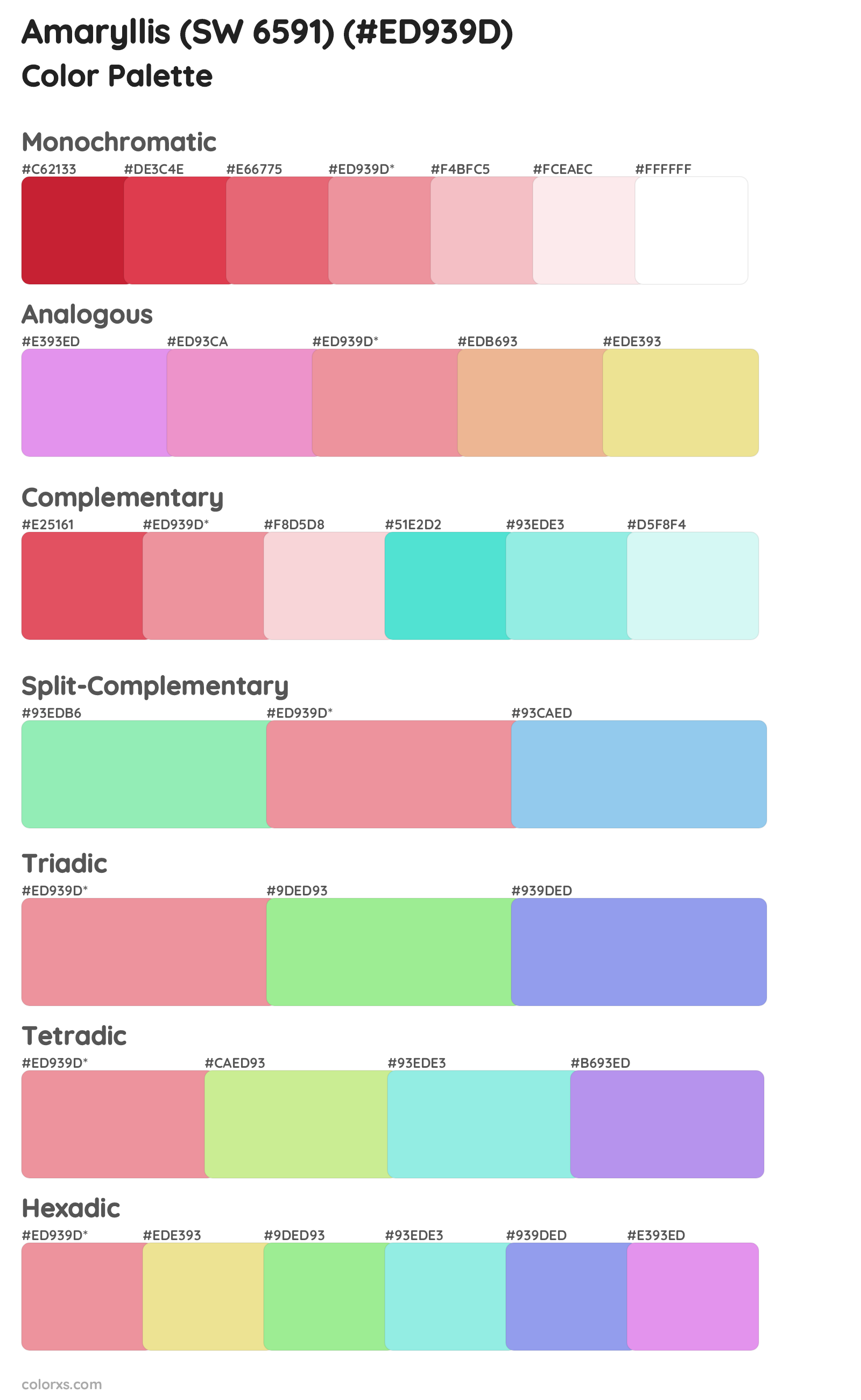 Amaryllis (SW 6591) Color Scheme Palettes