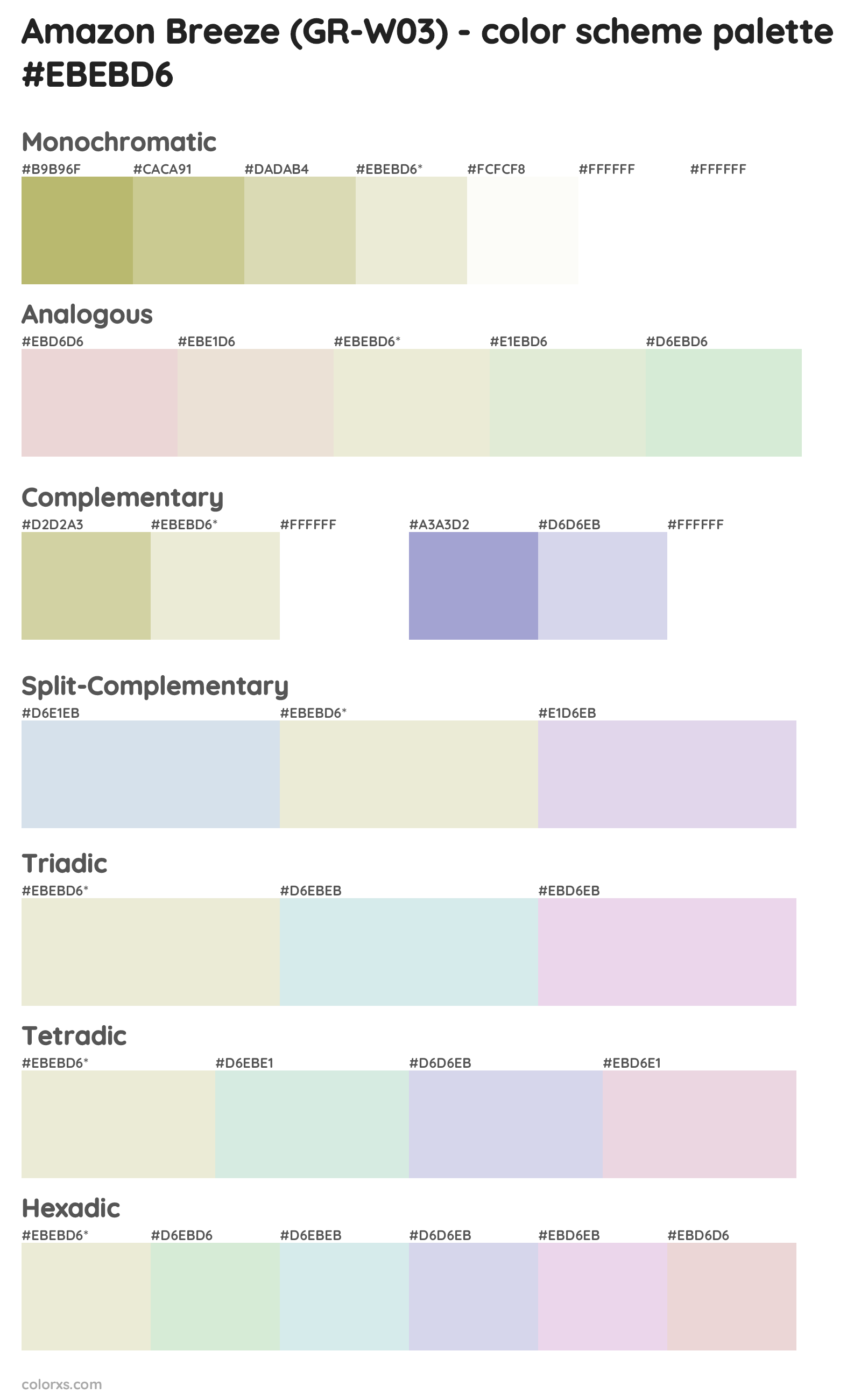 Amazon Breeze (GR-W03) Color Scheme Palettes