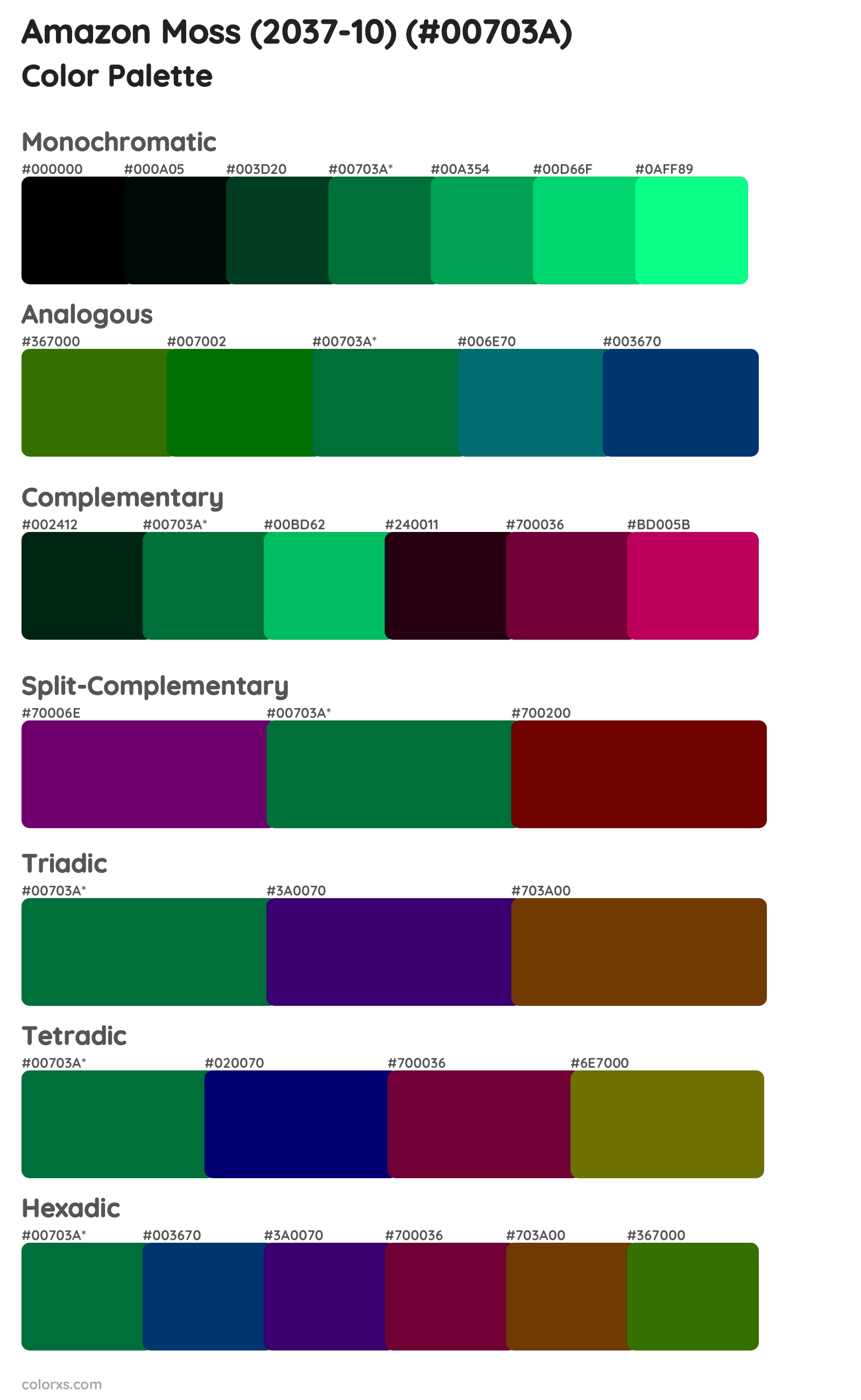 Amazon Moss (2037-10) Color Scheme Palettes