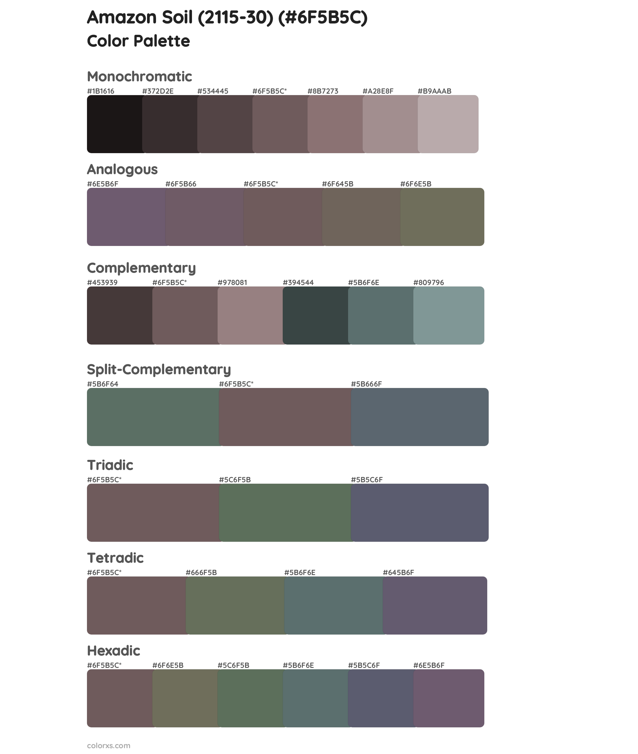 Amazon Soil (2115-30) Color Scheme Palettes