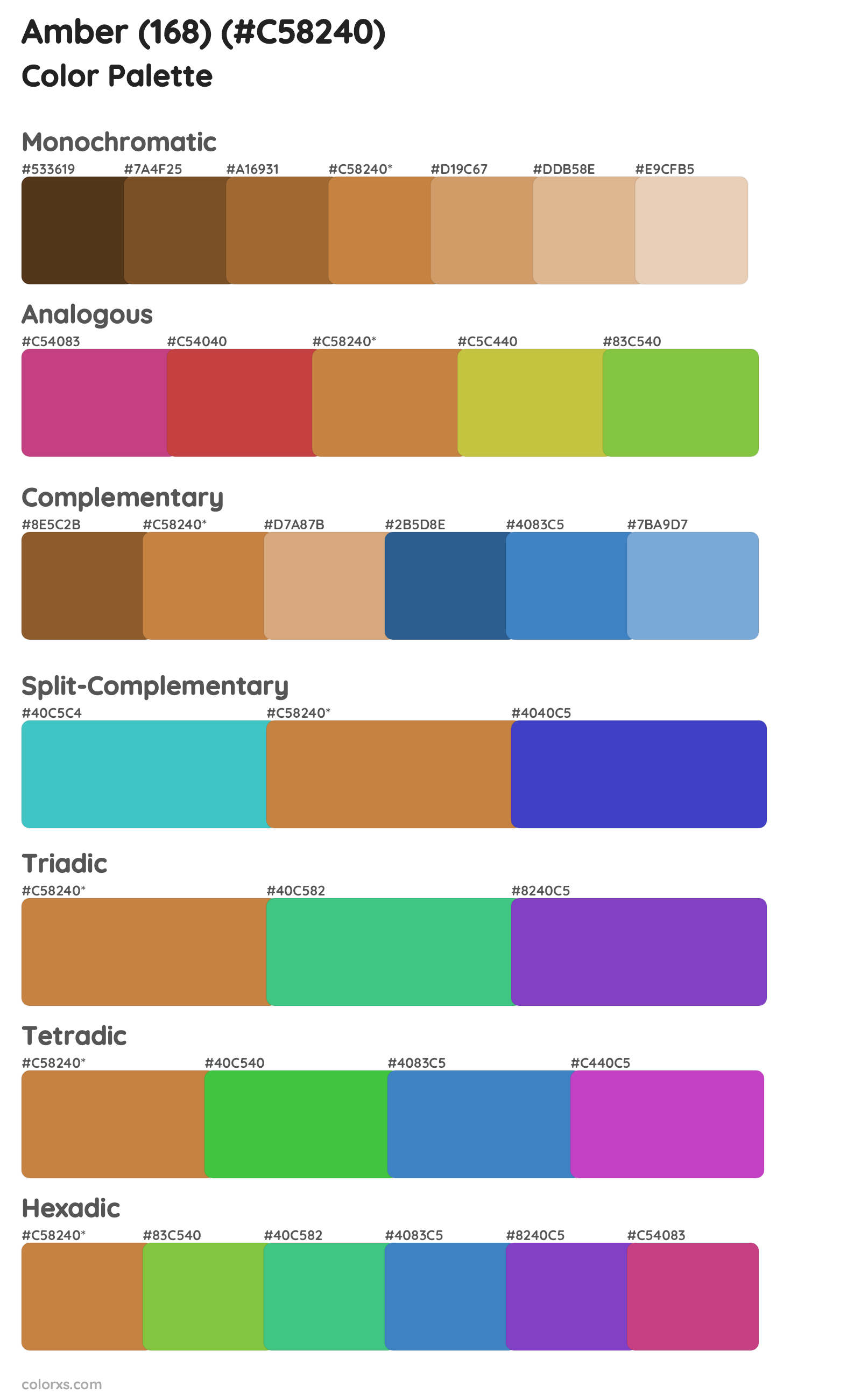 Amber (168) Color Scheme Palettes