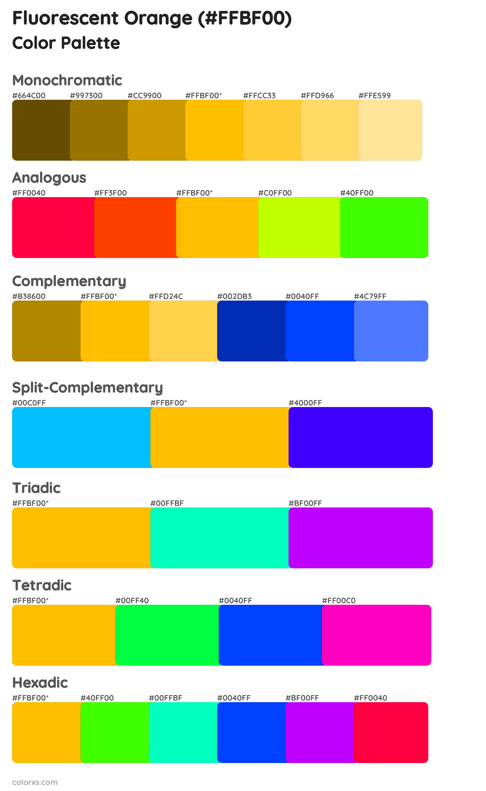 Fluorescent Orange Color Scheme Palettes