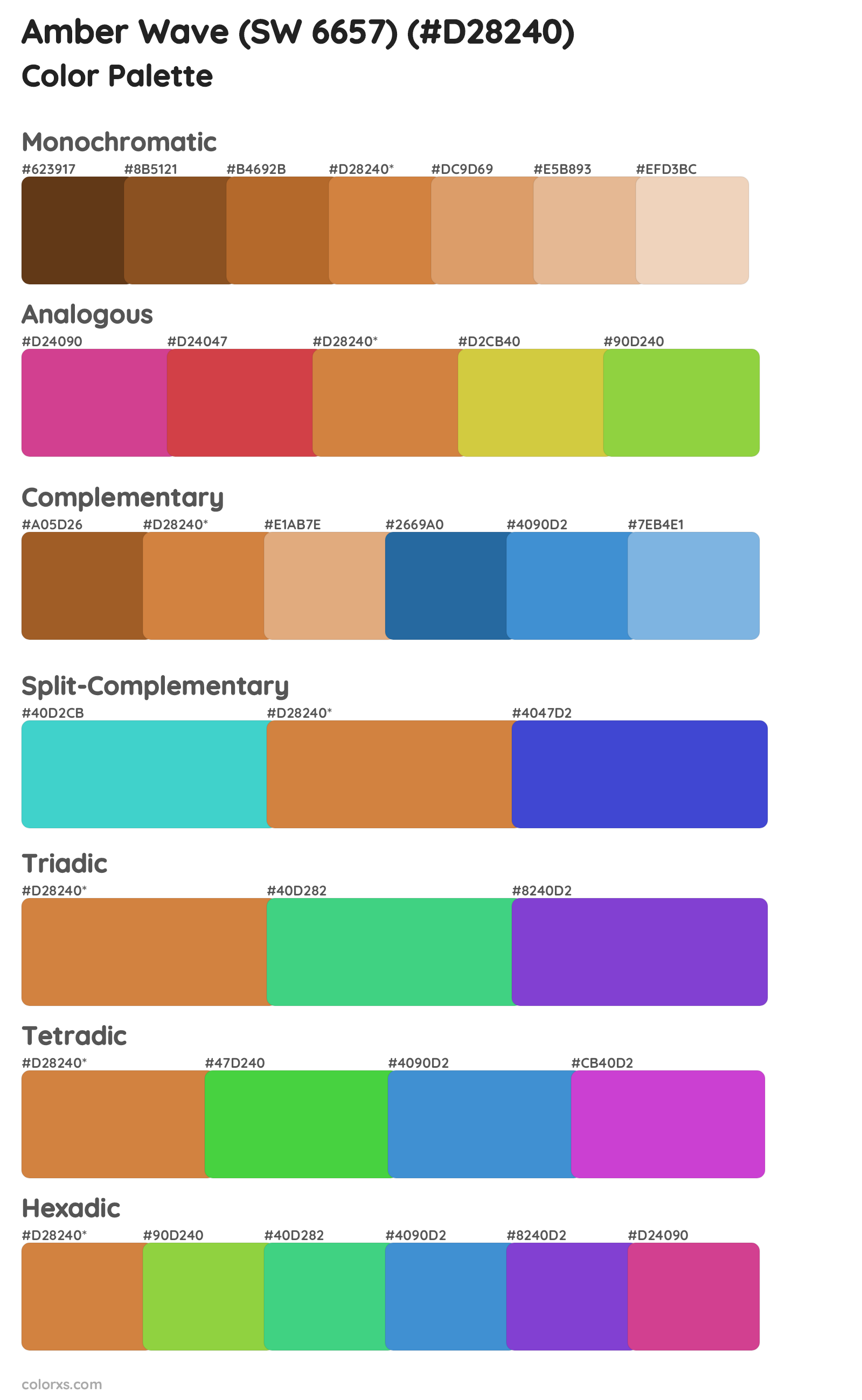 Amber Wave (SW 6657) Color Scheme Palettes