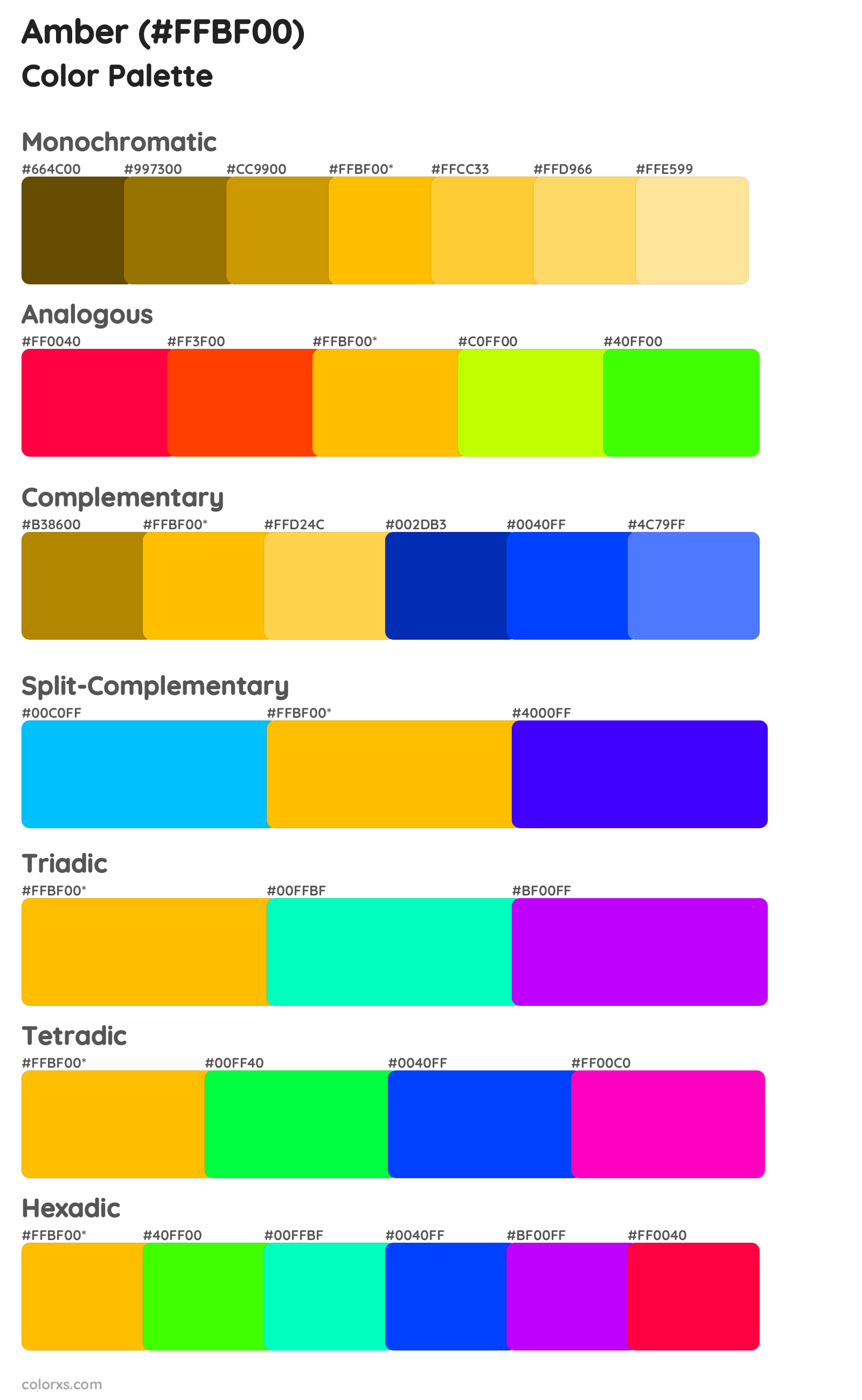 Amber Color Scheme Palettes