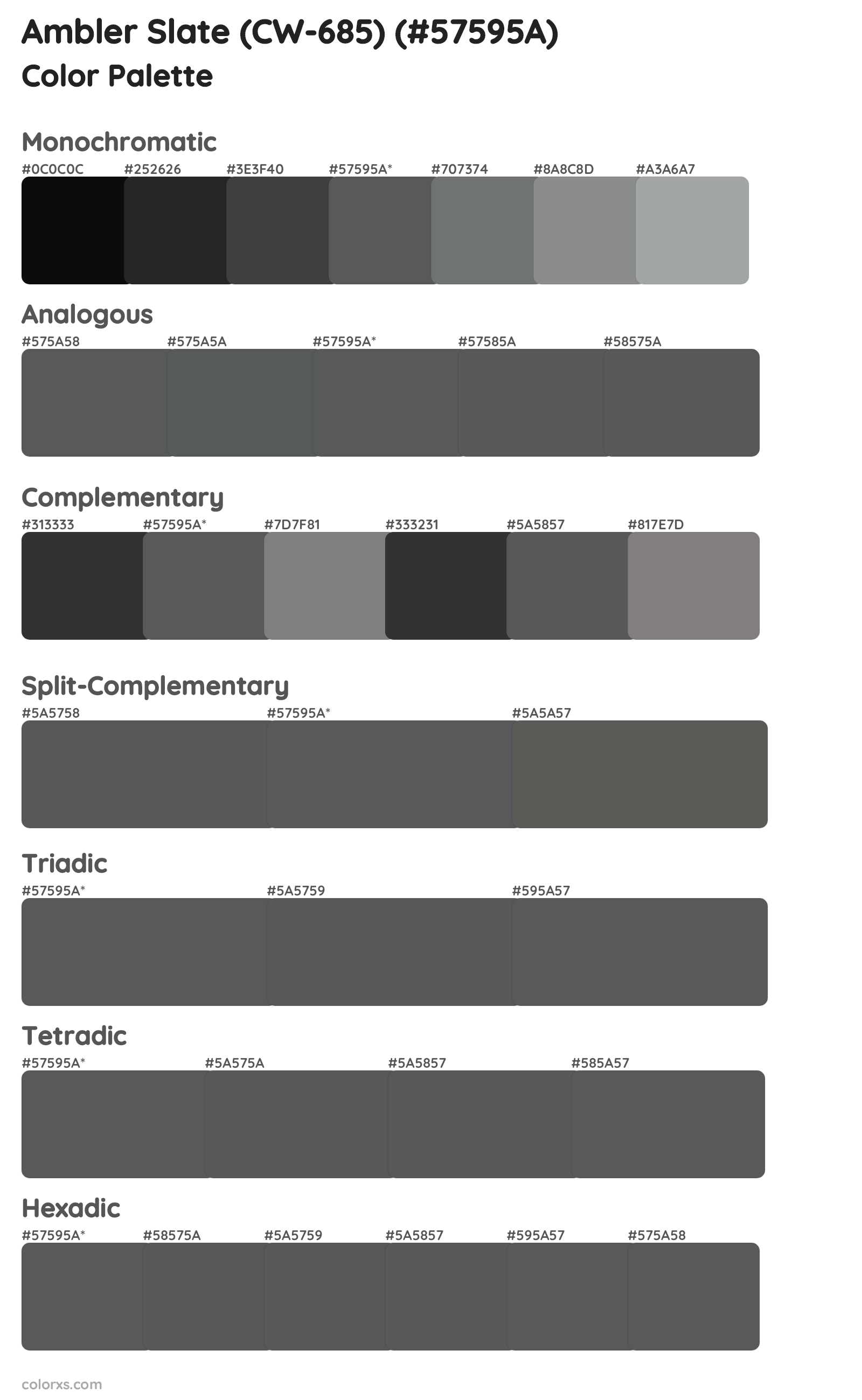 Ambler Slate (CW-685) Color Scheme Palettes