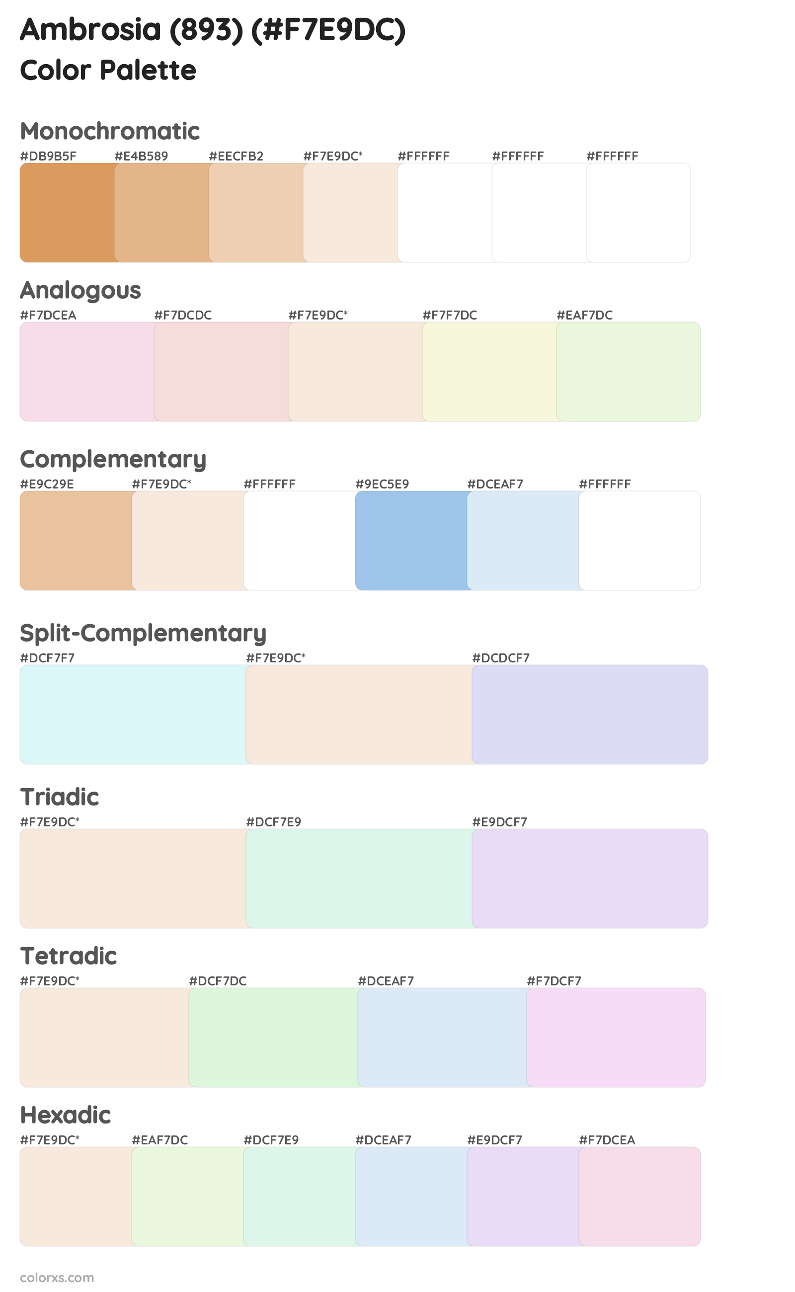 Ambrosia (893) Color Scheme Palettes