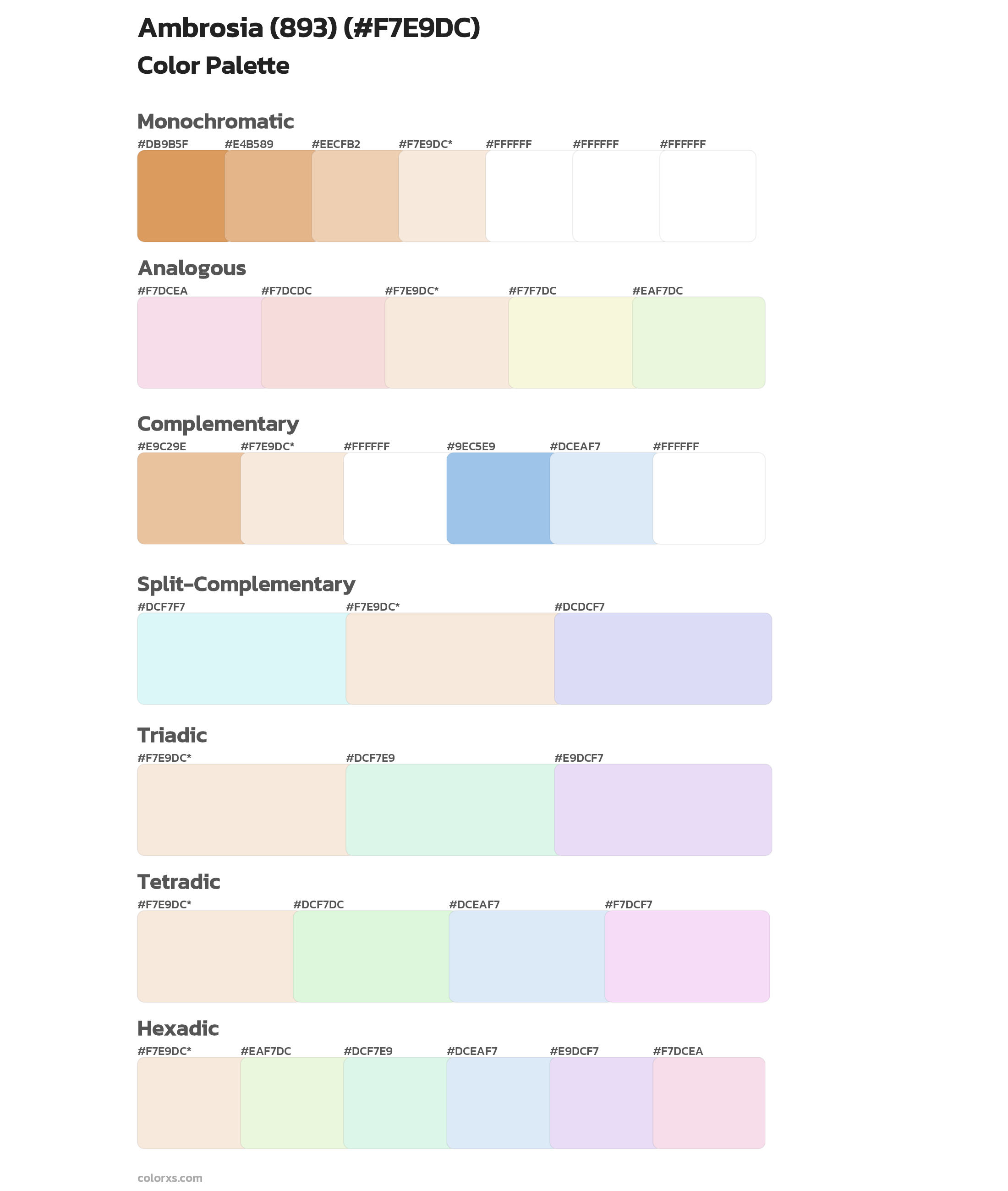 Ambrosia (893) Color Scheme Palettes