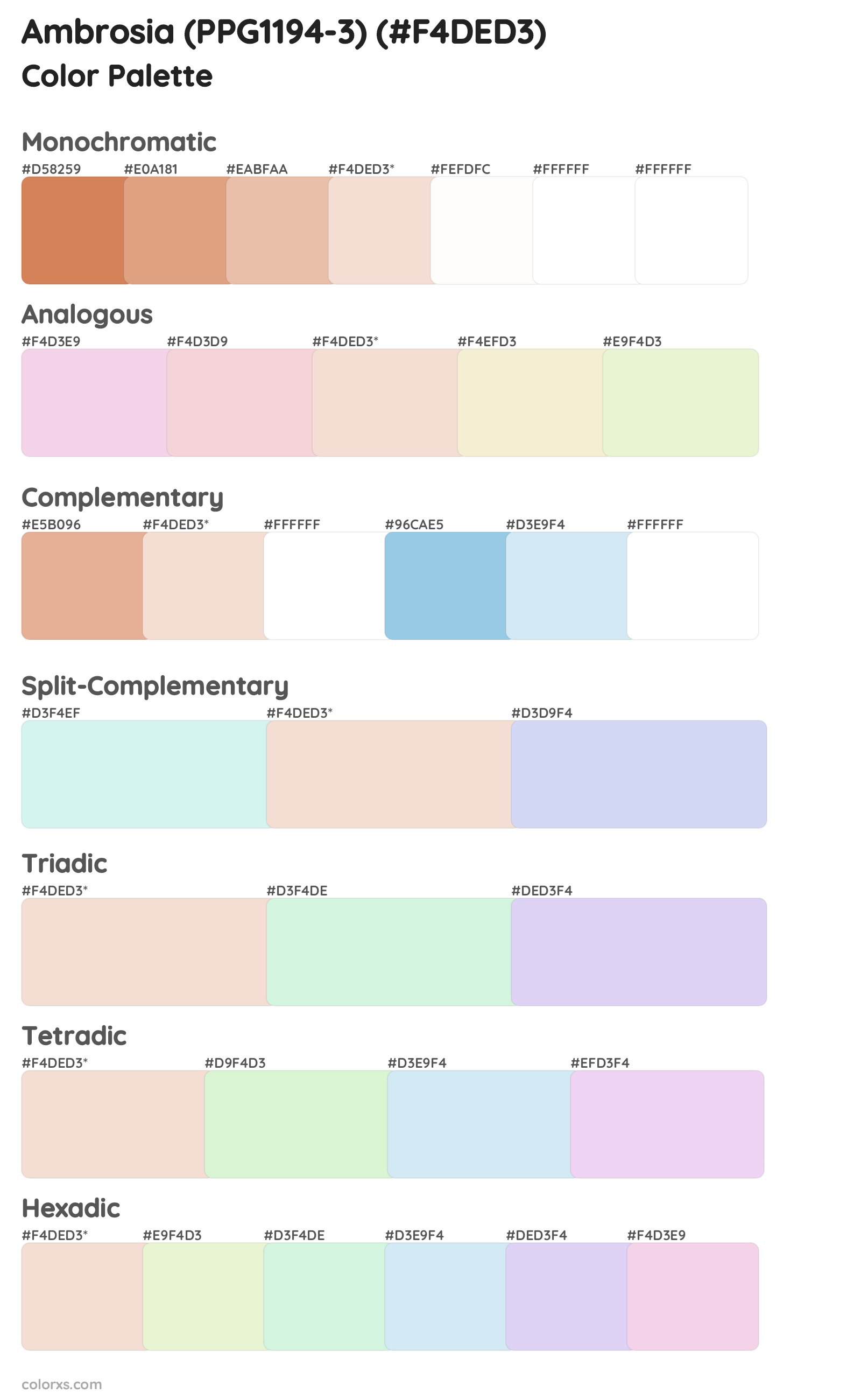 Ambrosia (PPG1194-3) Color Scheme Palettes