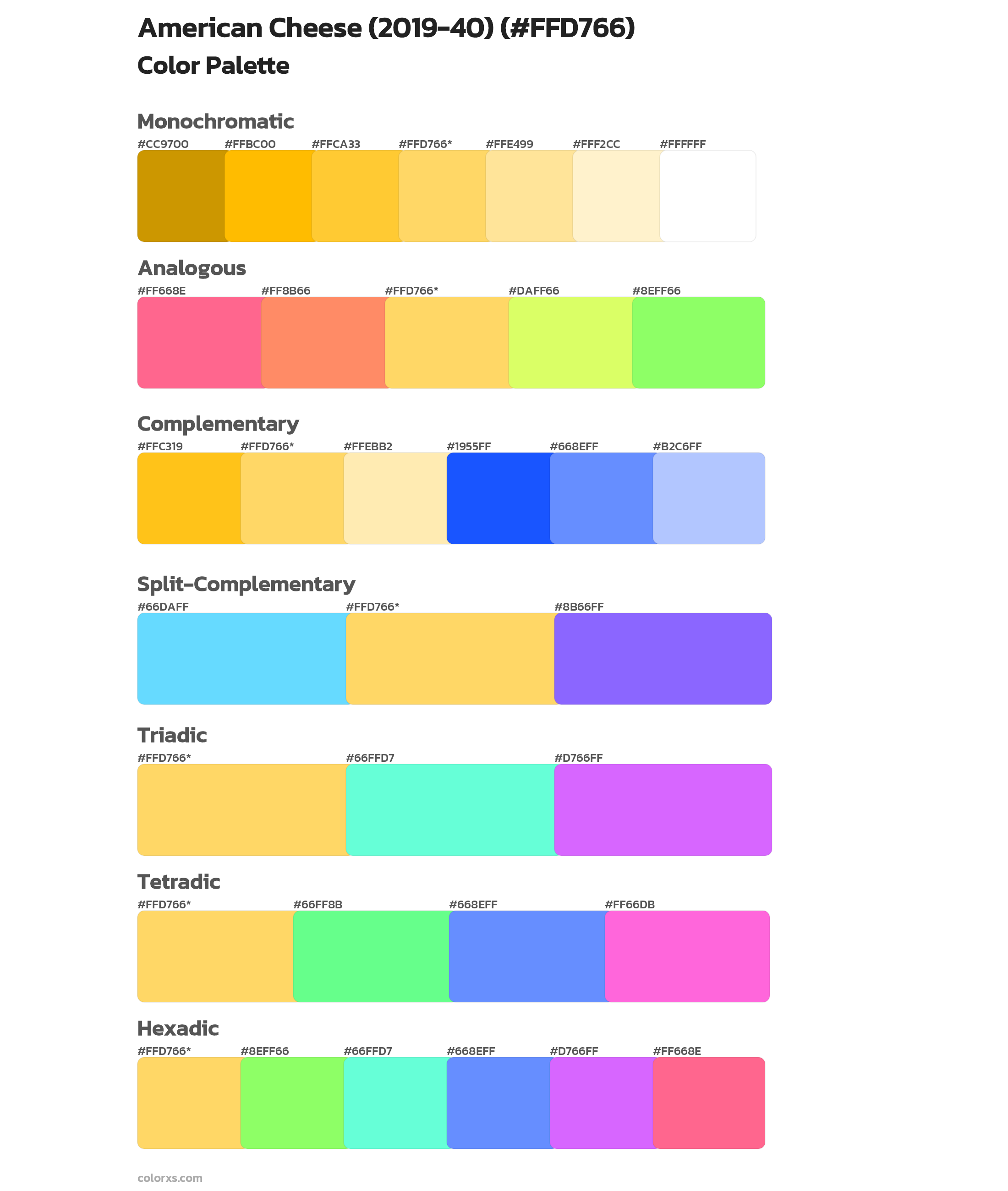 American Cheese (2019-40) Color Scheme Palettes
