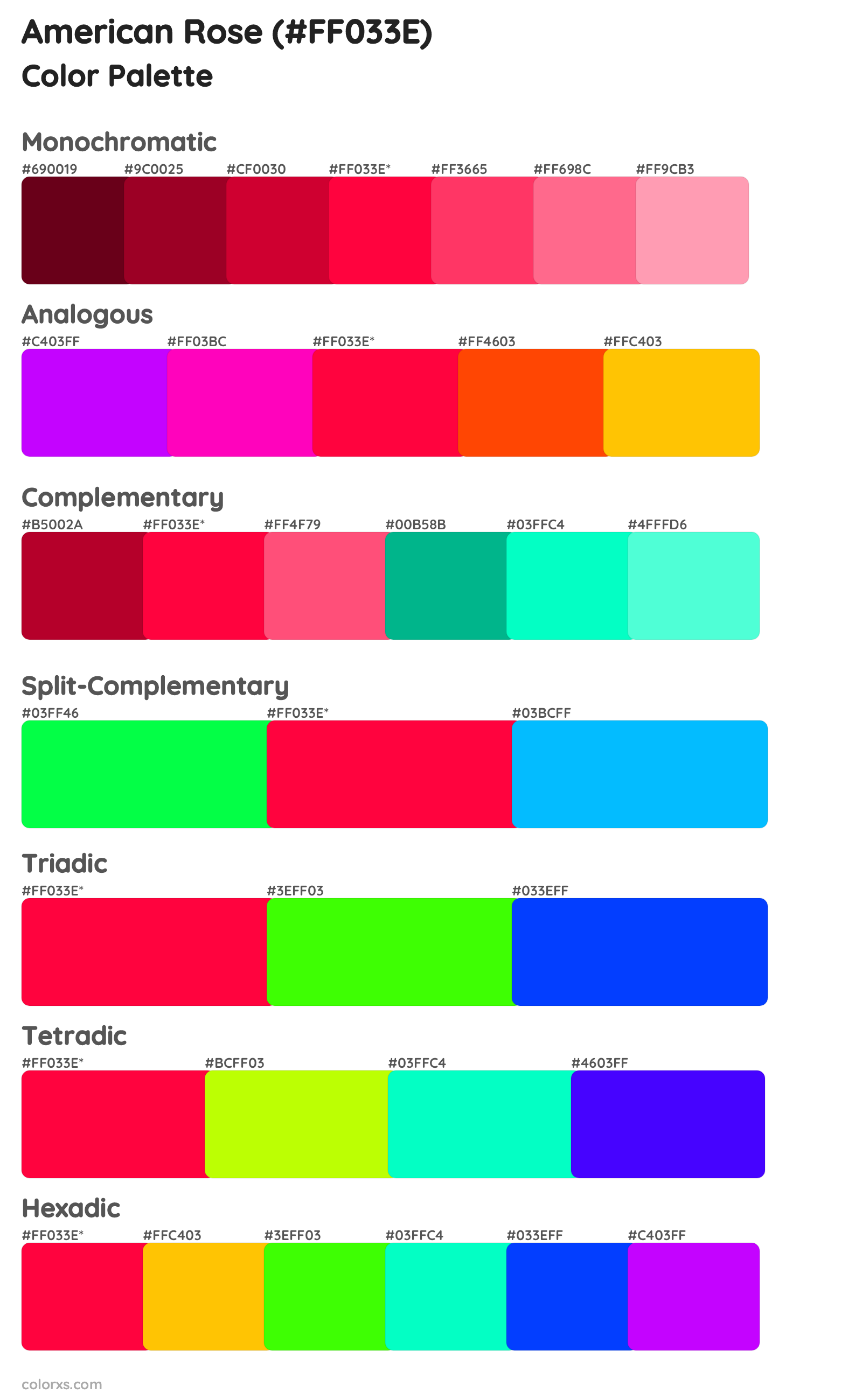 American Rose Color Scheme Palettes