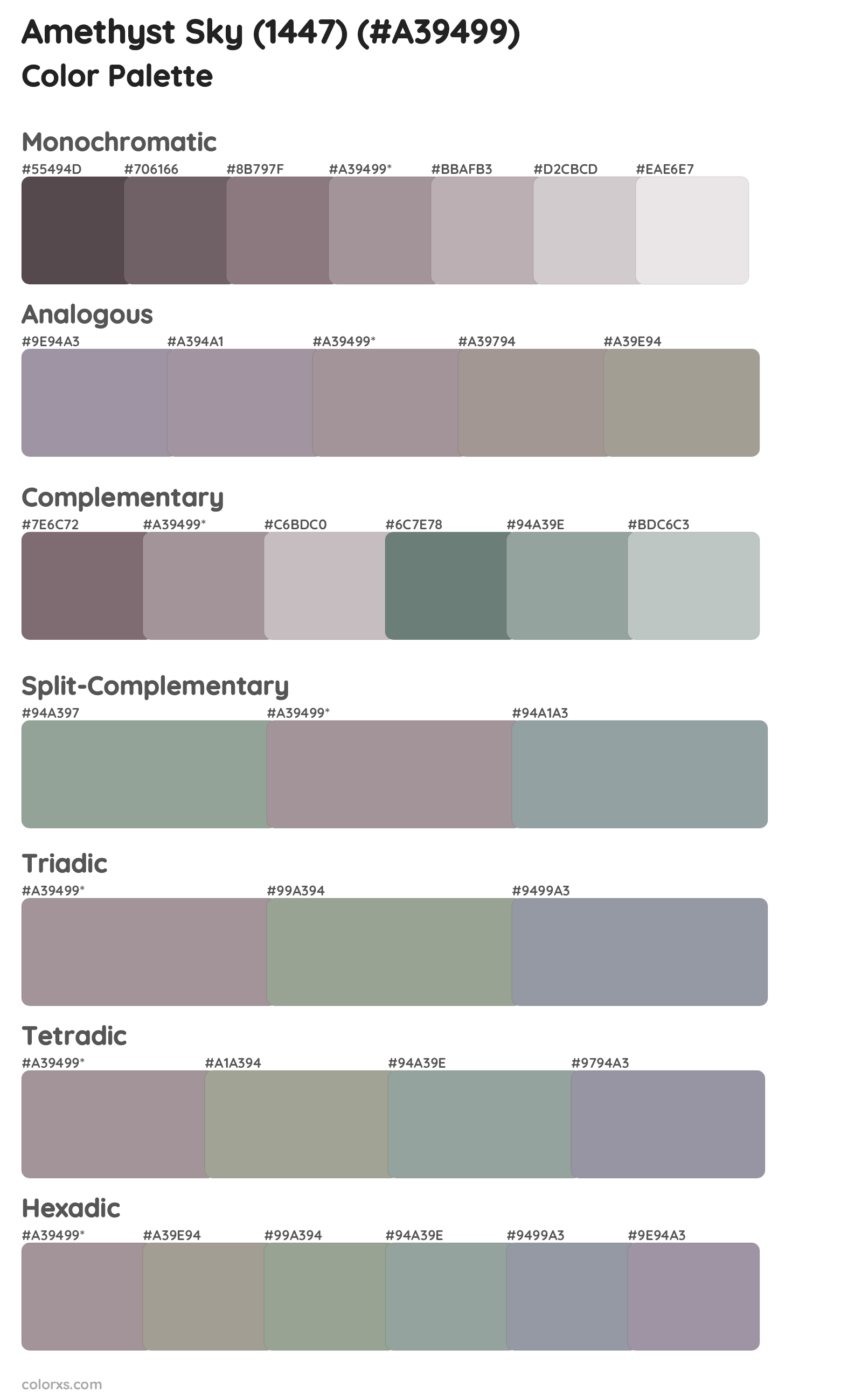 Amethyst Sky (1447) Color Scheme Palettes