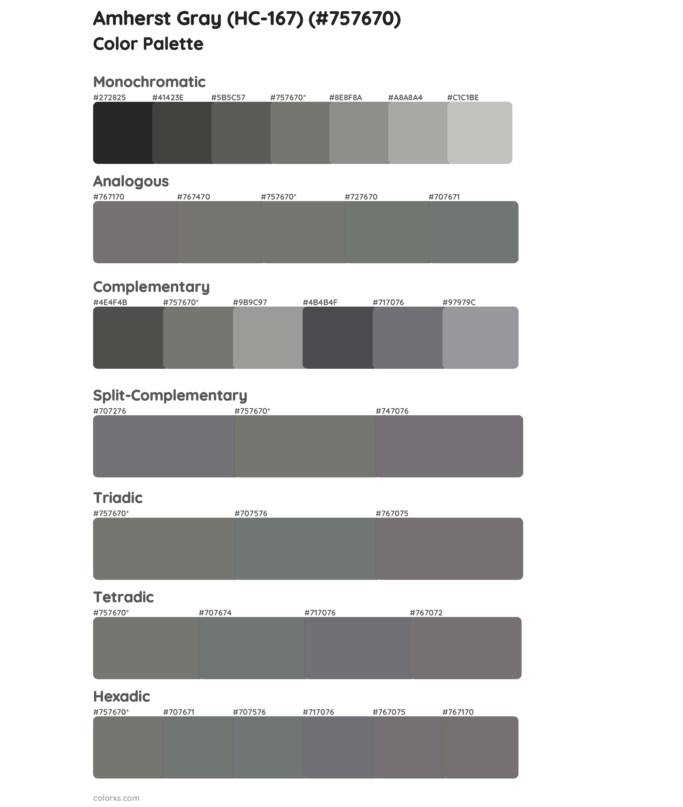 Amherst Gray (HC-167) Color Scheme Palettes