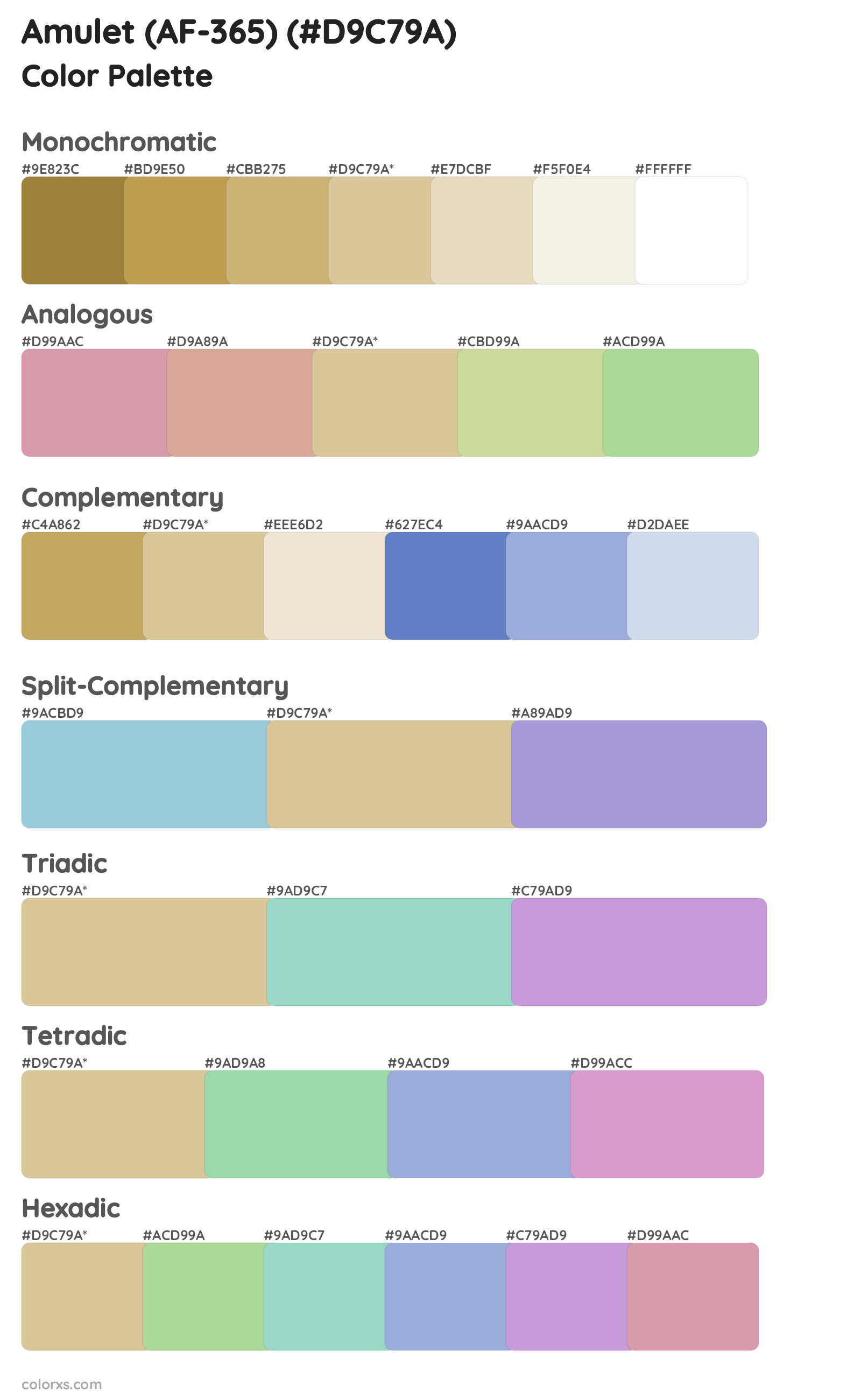 Amulet (AF-365) Color Scheme Palettes