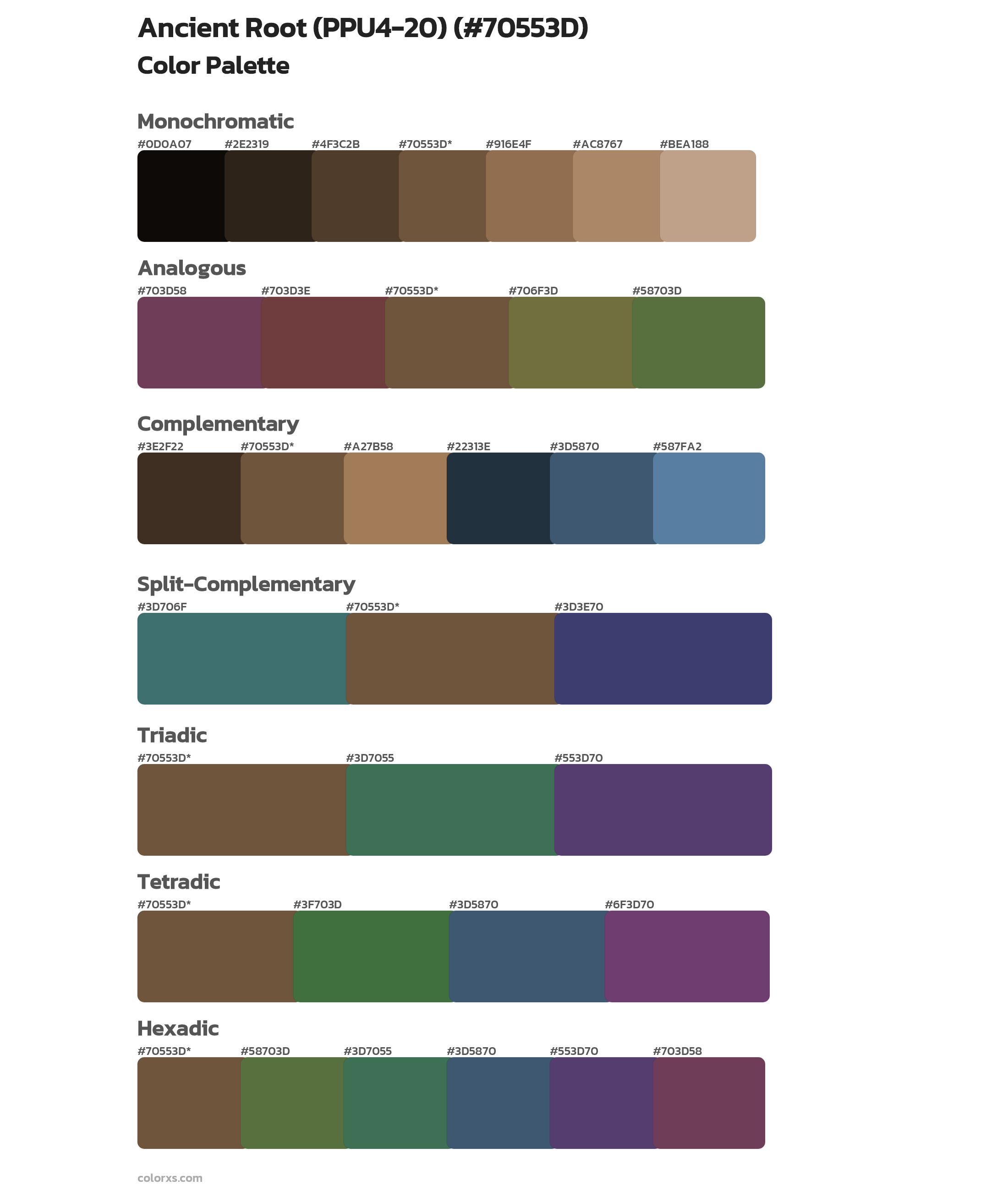 Ancient Root (PPU4-20) Color Scheme Palettes