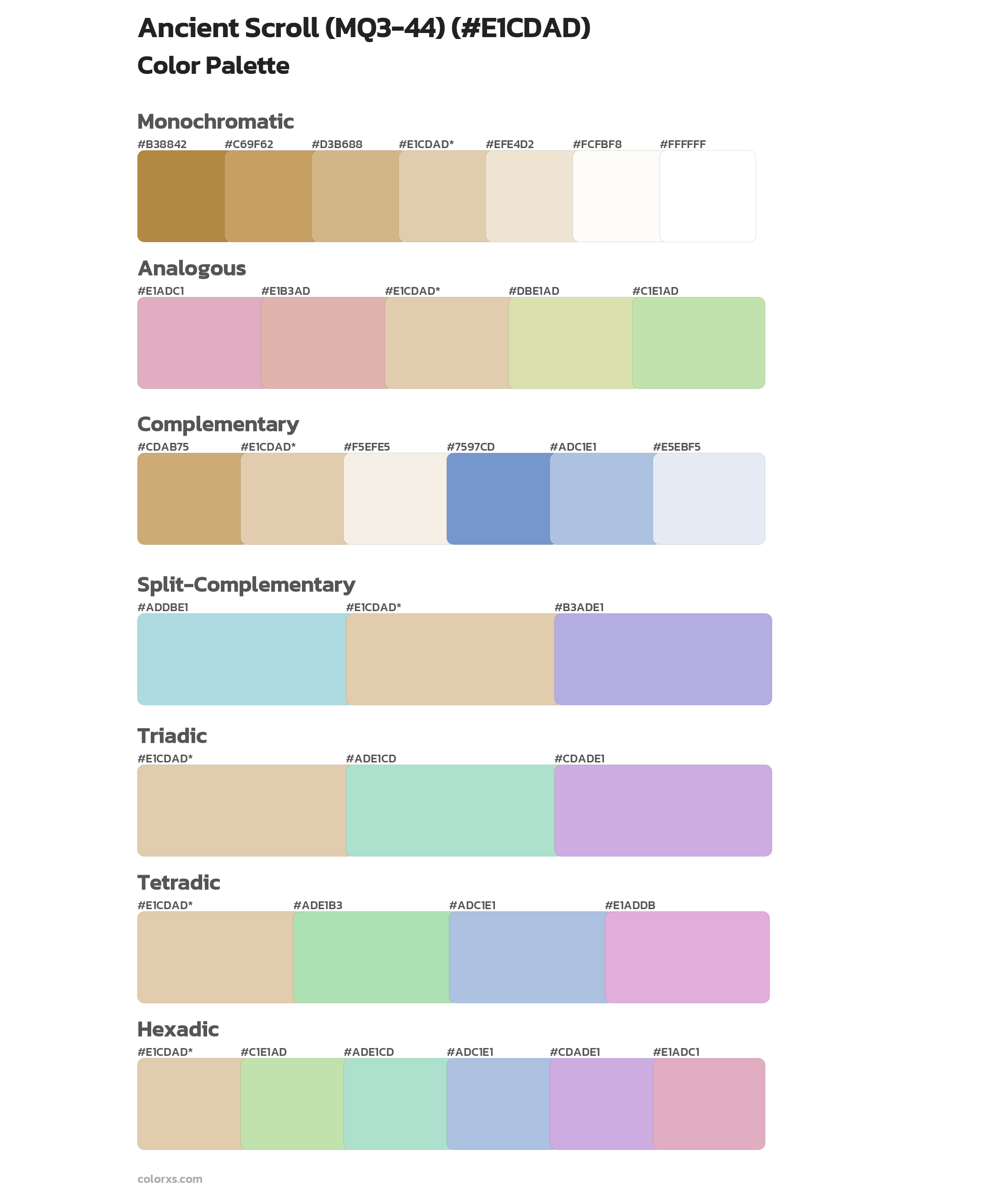 Ancient Scroll (MQ3-44) Color Scheme Palettes