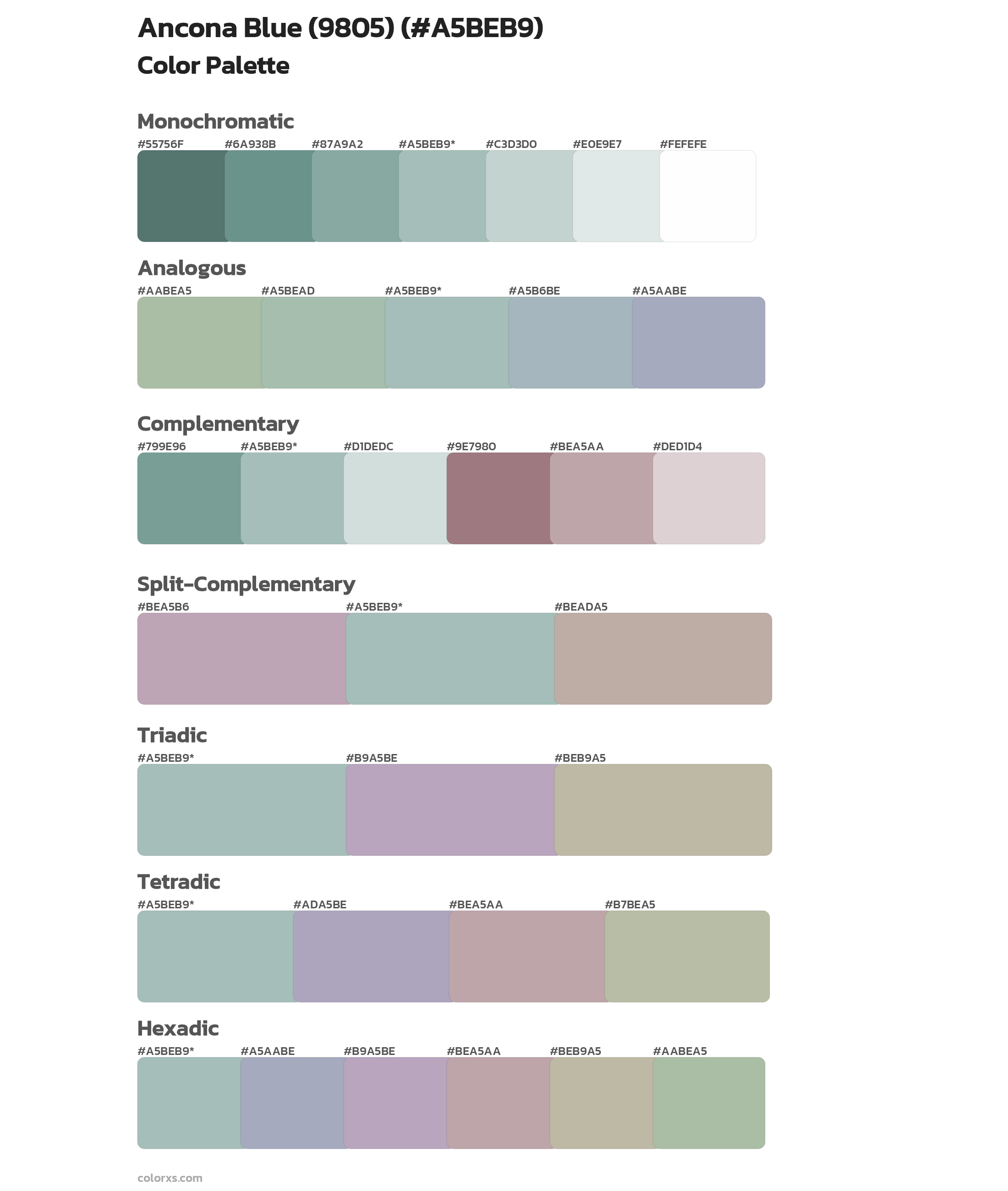 Ancona Blue (9805) Color Scheme Palettes