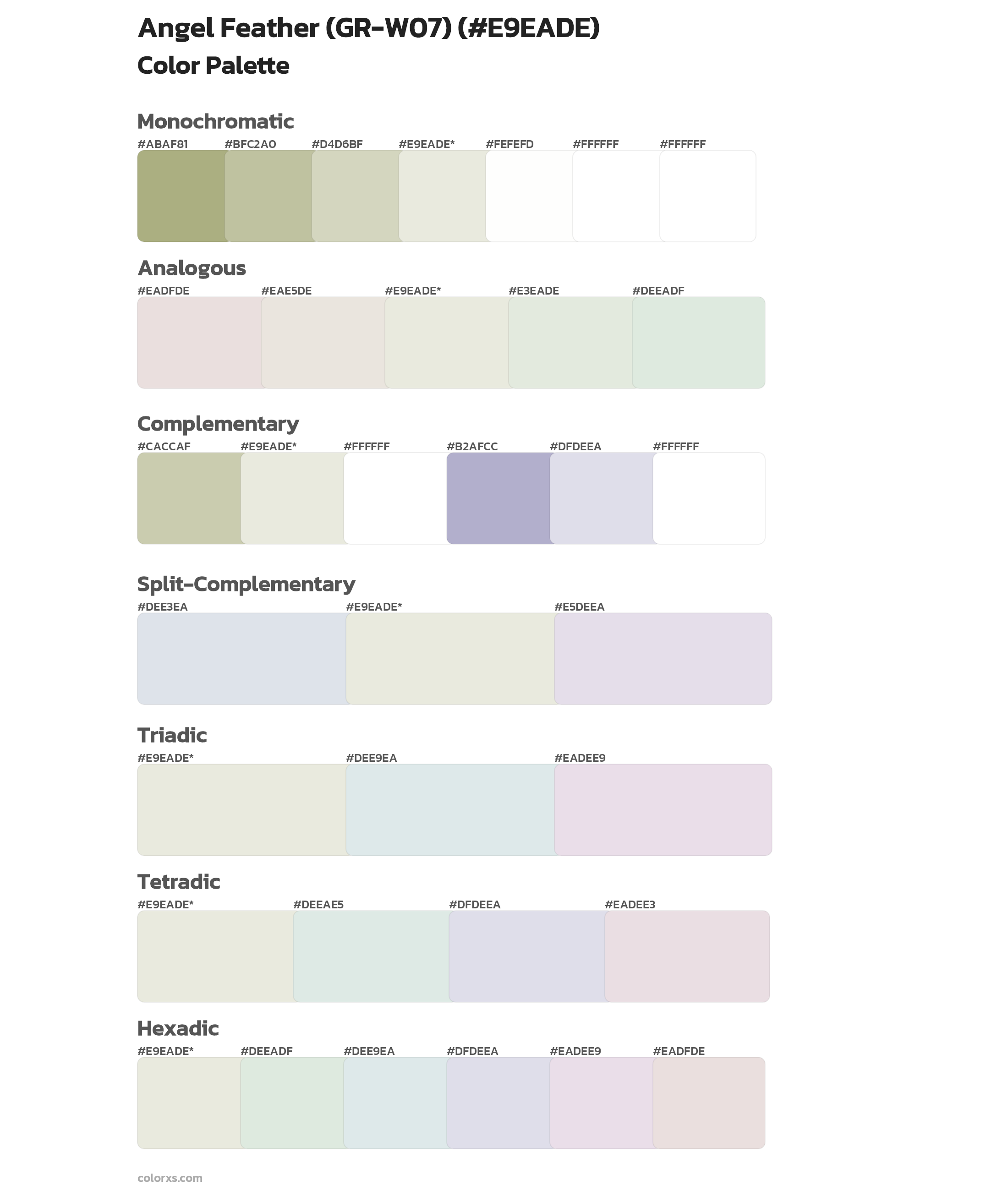 Angel Feather (GR-W07) Color Scheme Palettes
