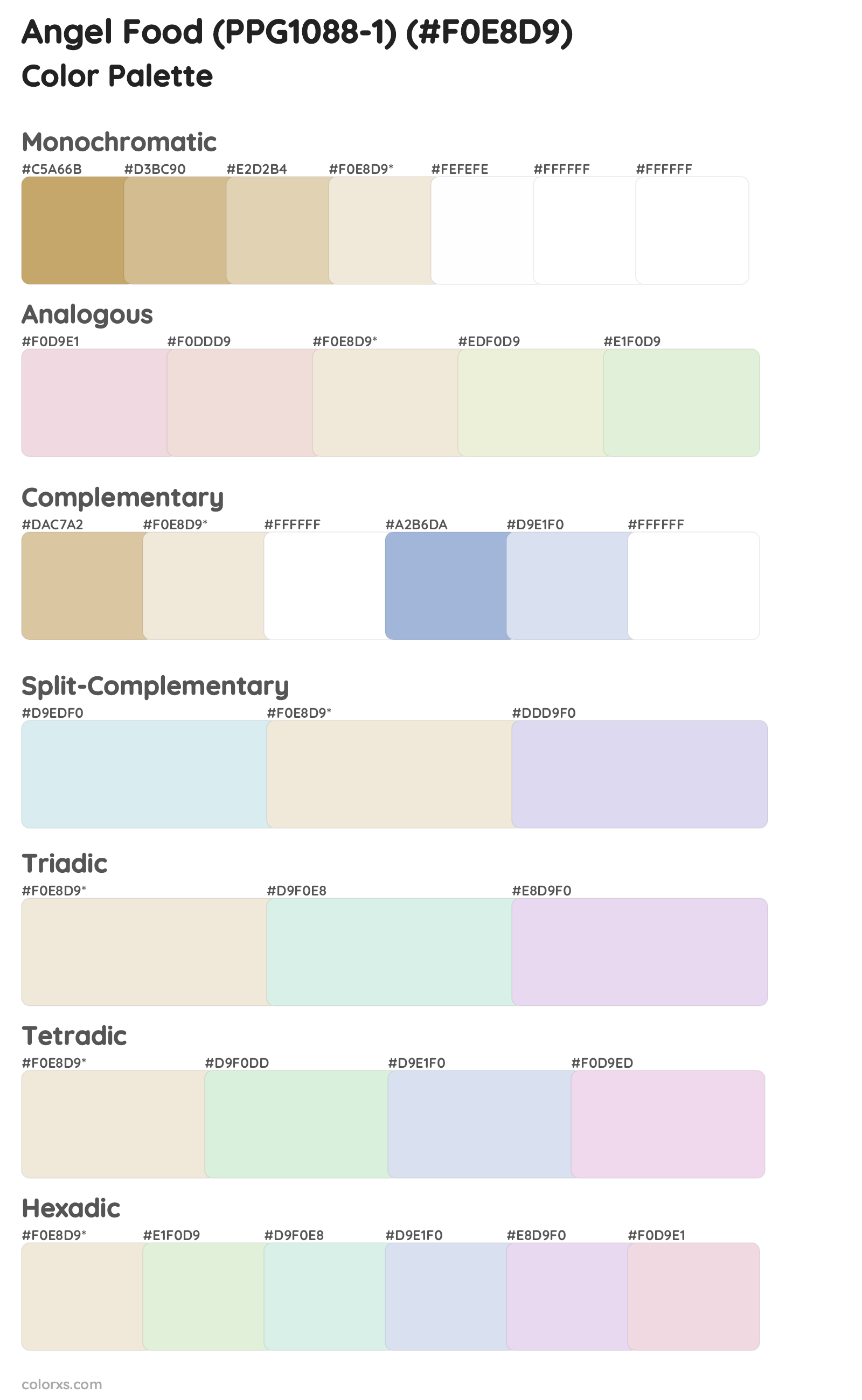 Angel Food (PPG1088-1) Color Scheme Palettes