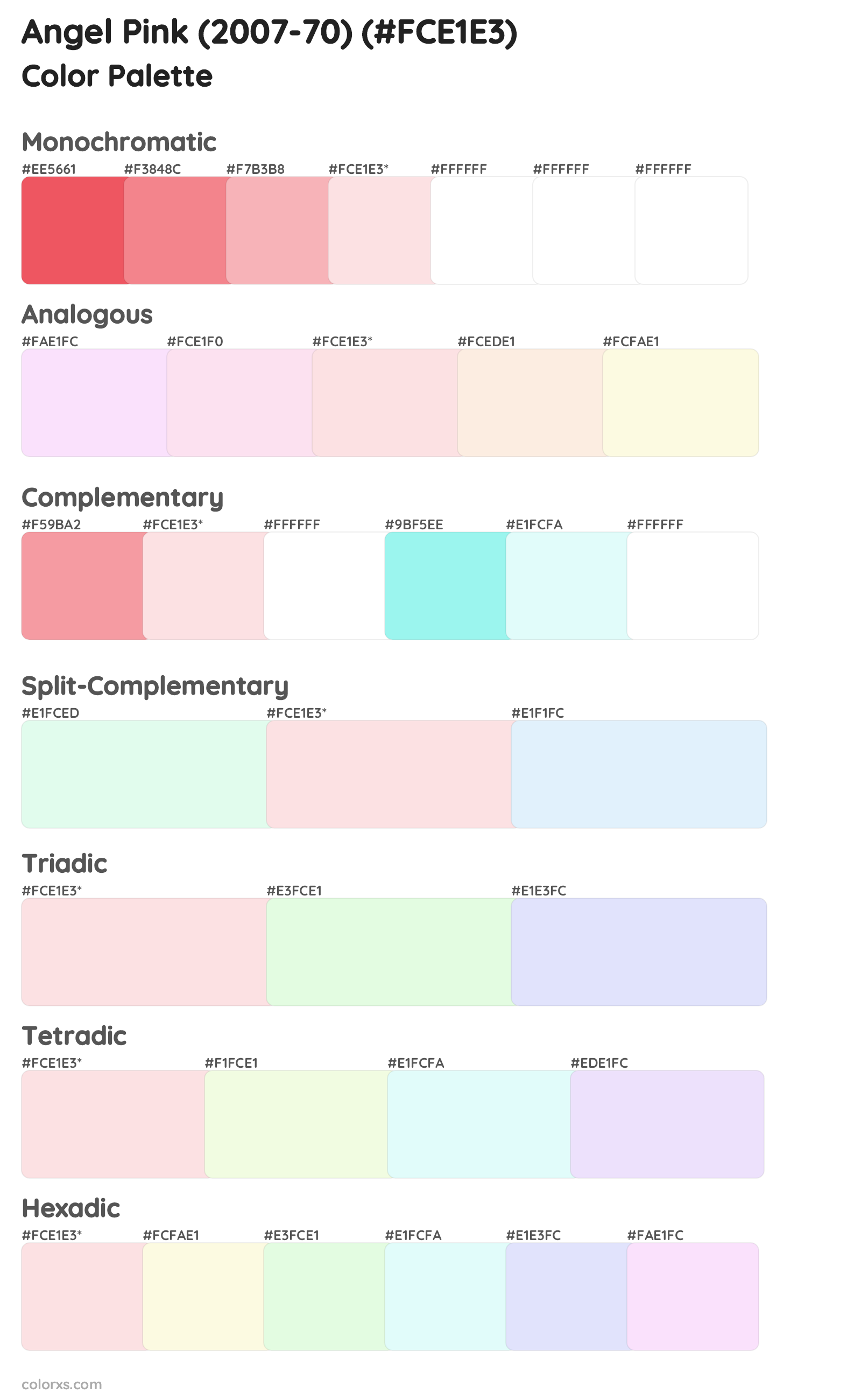 Angel Pink (2007-70) Color Scheme Palettes