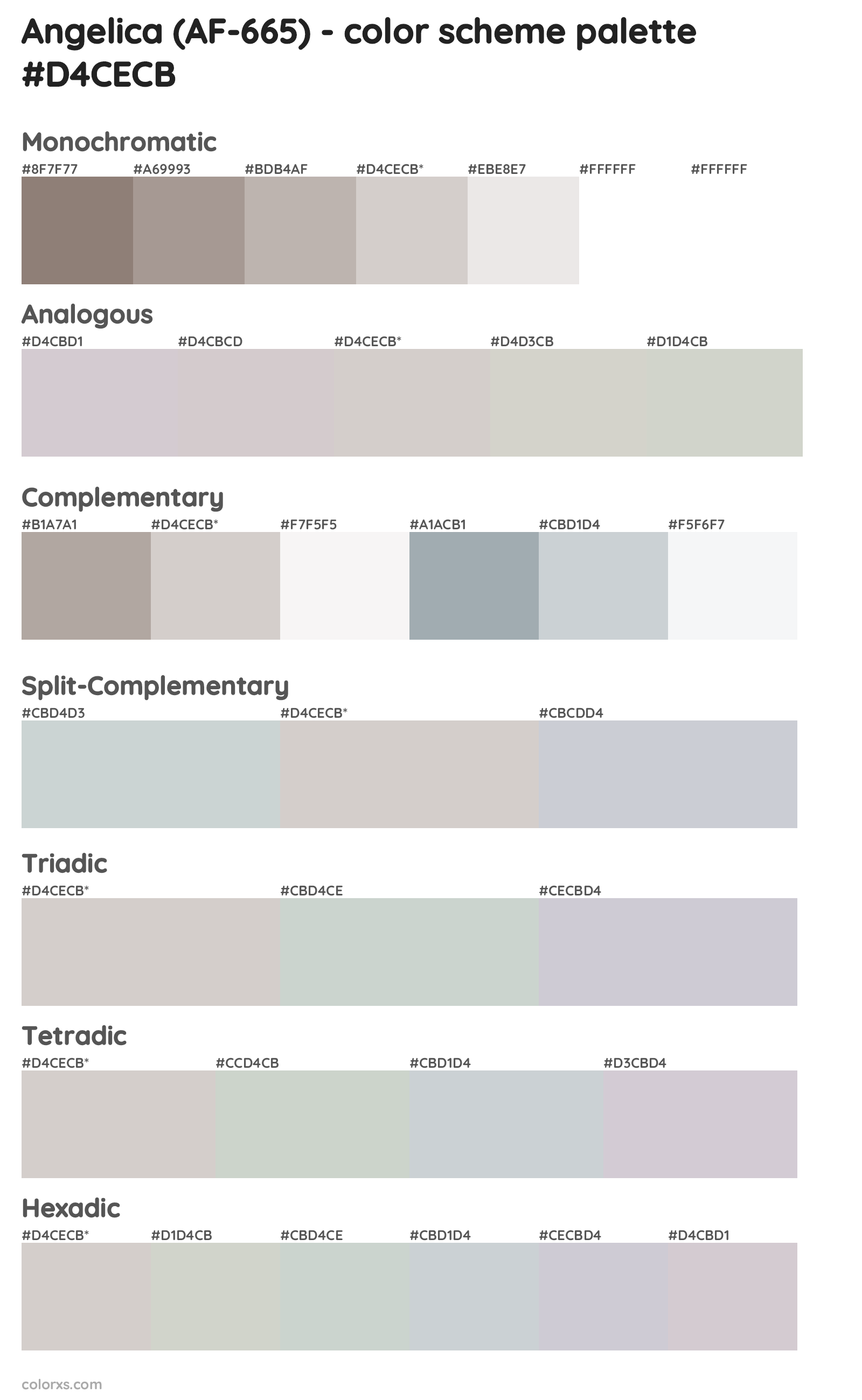 Angelica (AF-665) Color Scheme Palettes