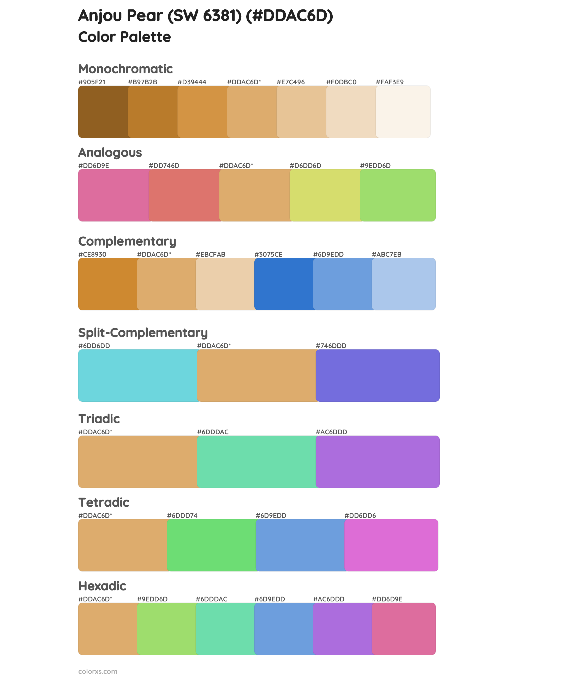 Anjou Pear (SW 6381) Color Scheme Palettes