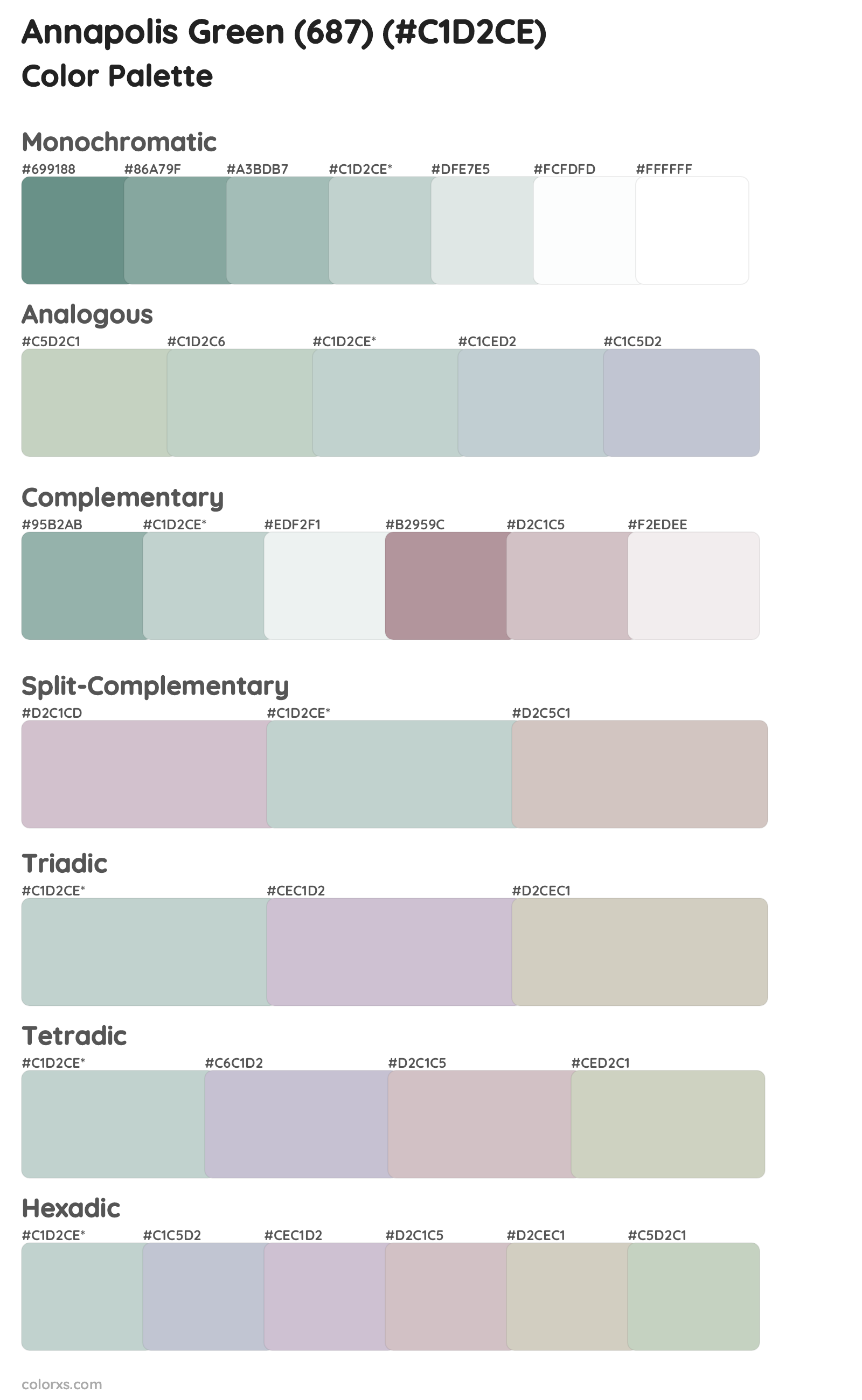 Annapolis Green (687) Color Scheme Palettes