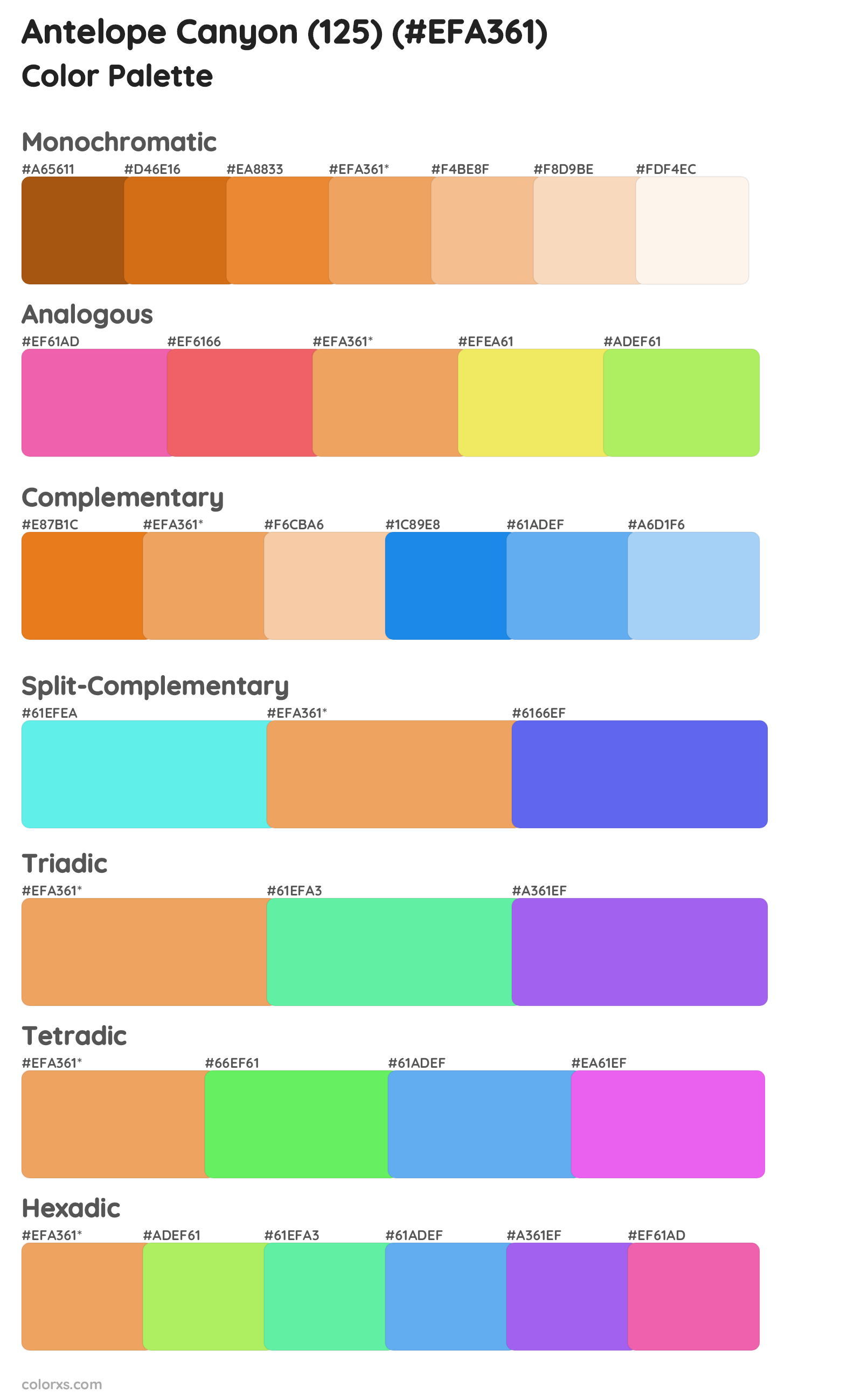 Antelope Canyon (125) Color Scheme Palettes