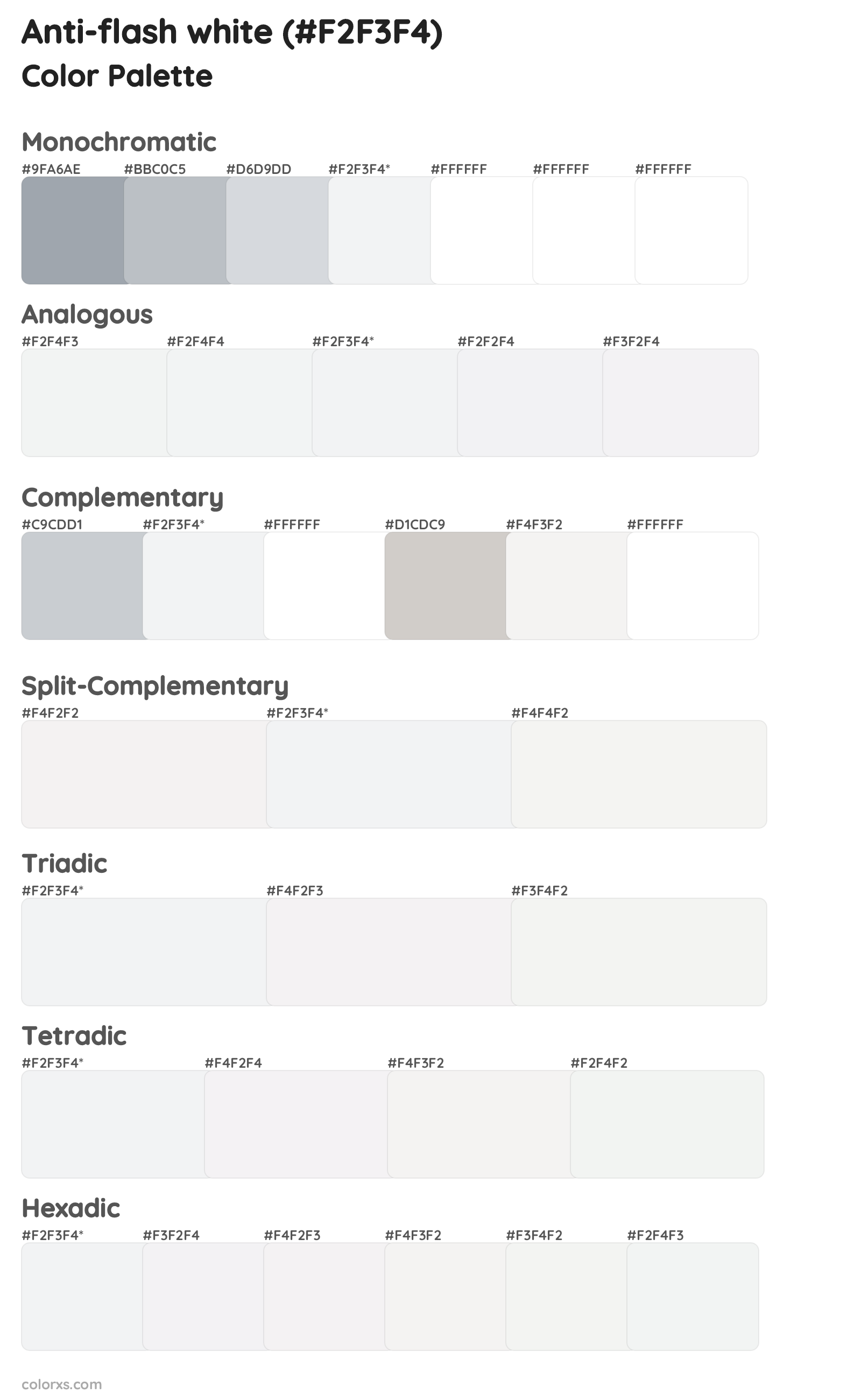Anti-flash white Color Scheme Palettes