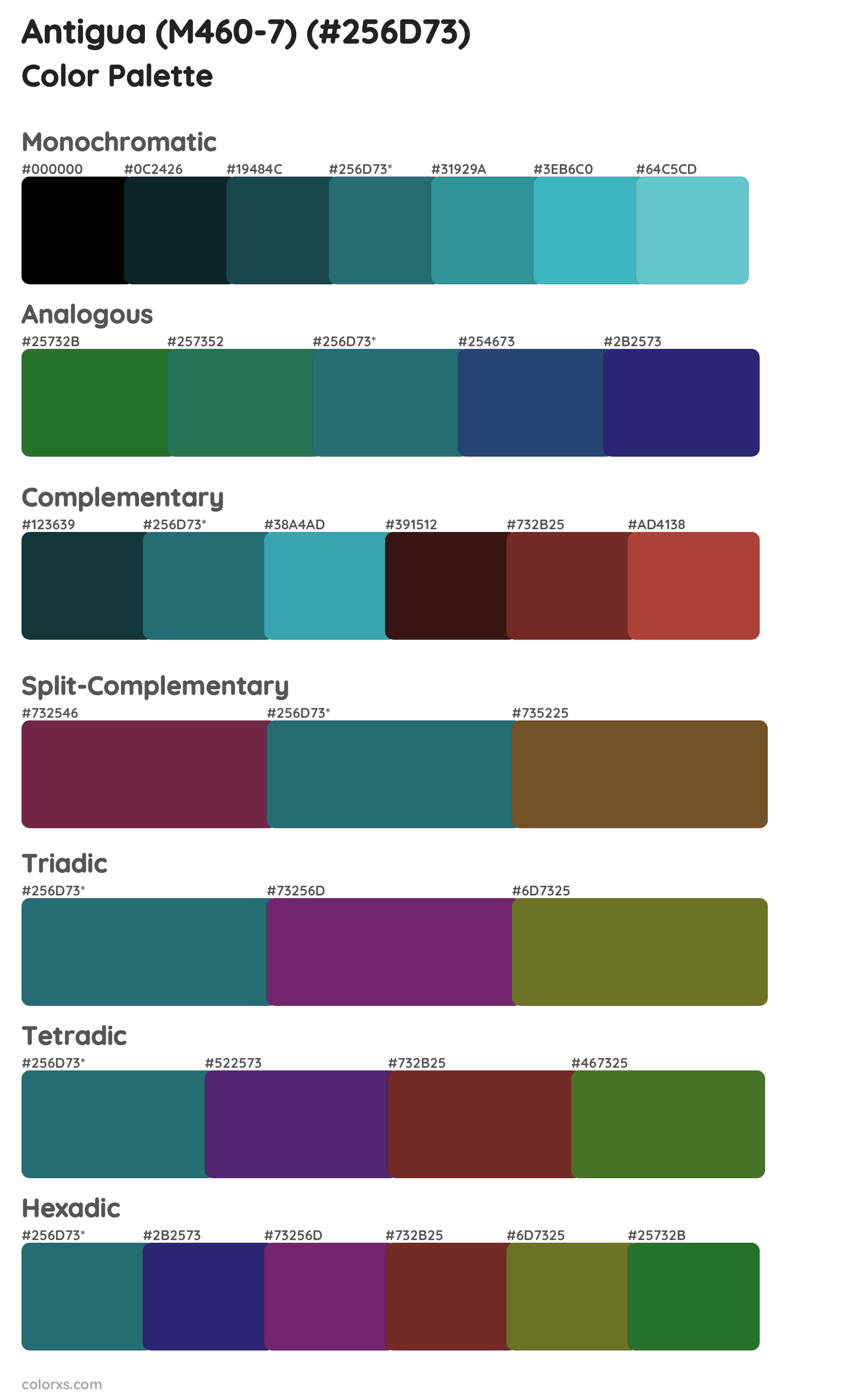 Antigua (M460-7) Color Scheme Palettes