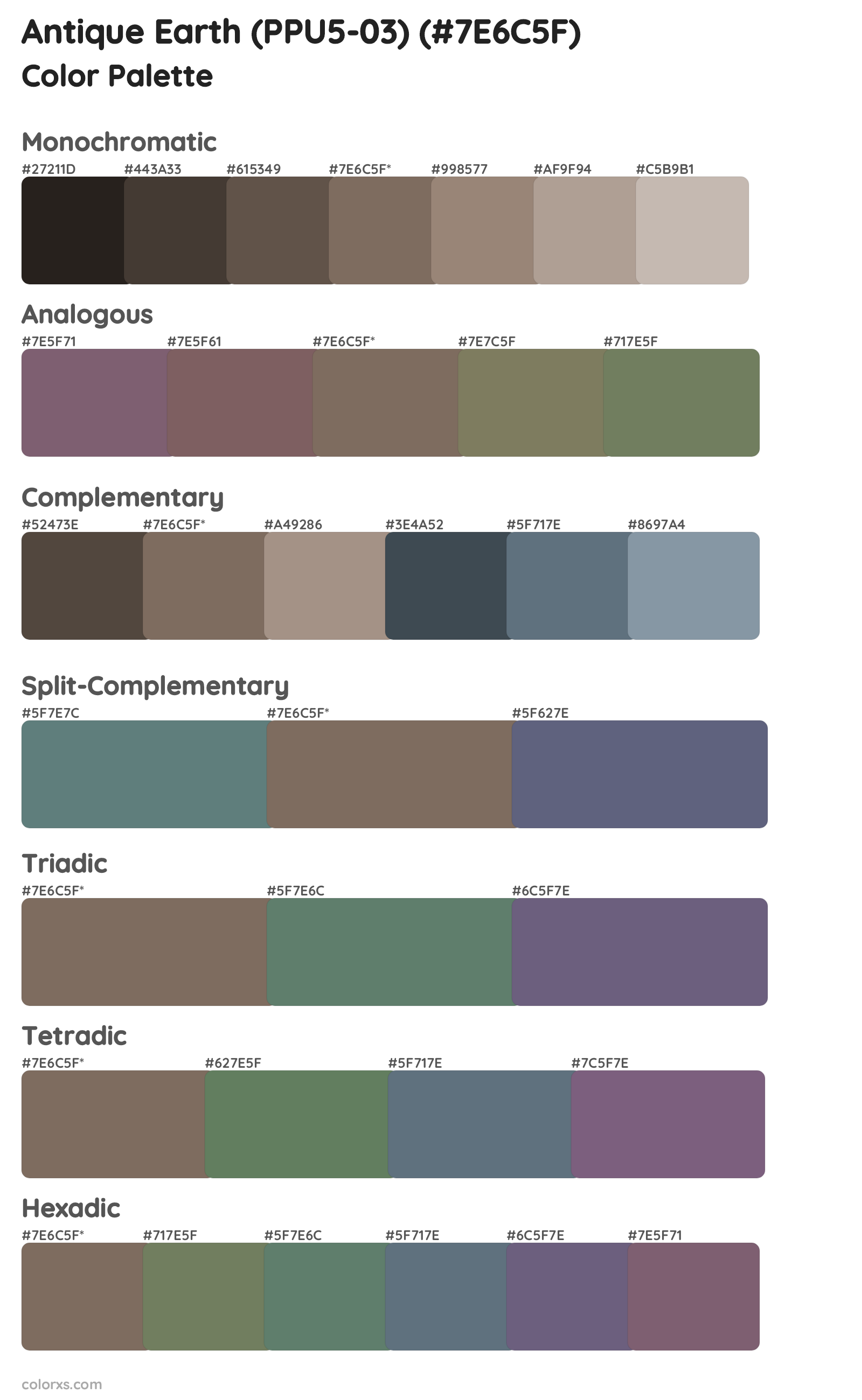 Antique Earth (PPU5-03) Color Scheme Palettes