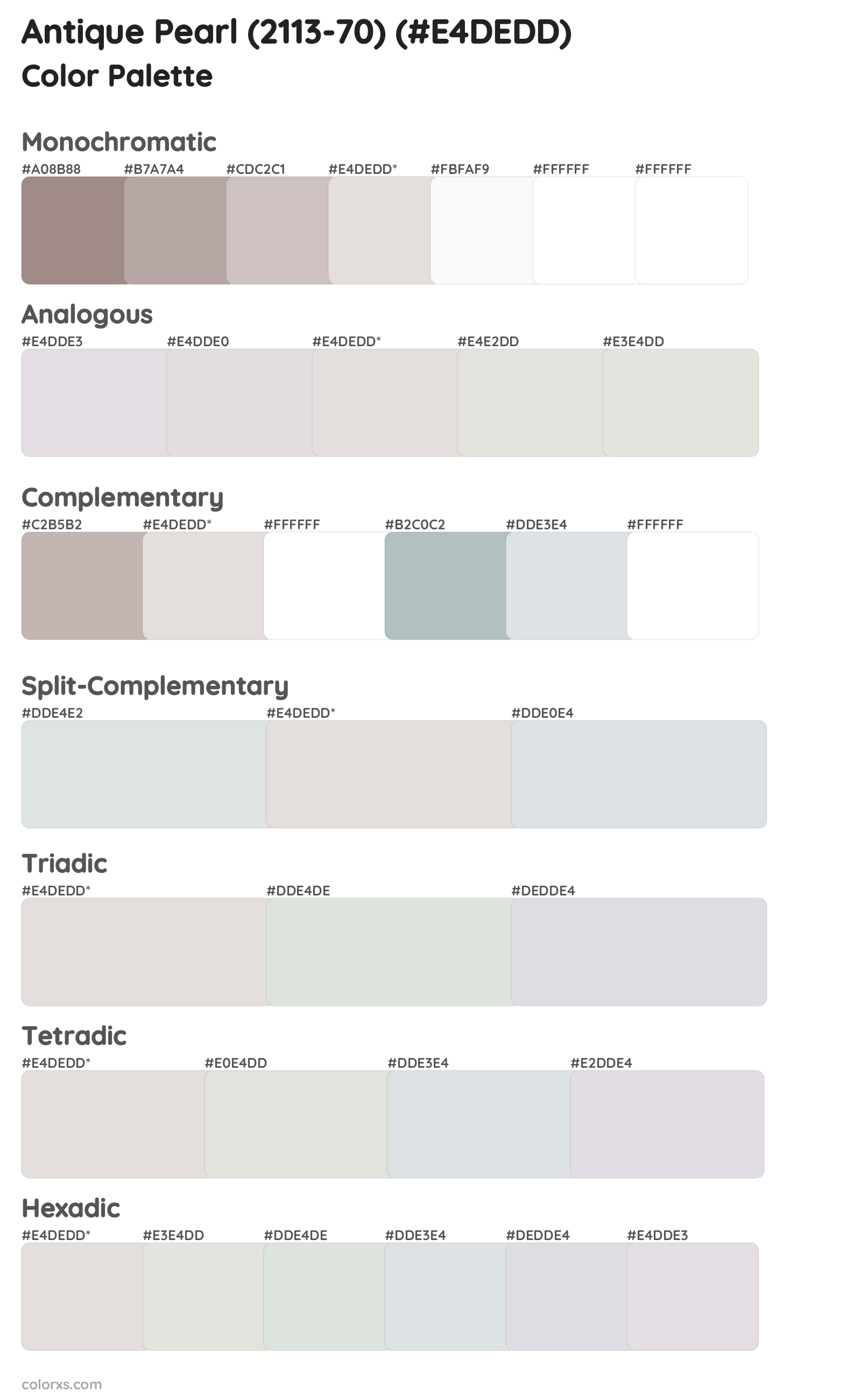 Antique Pearl (2113-70) Color Scheme Palettes