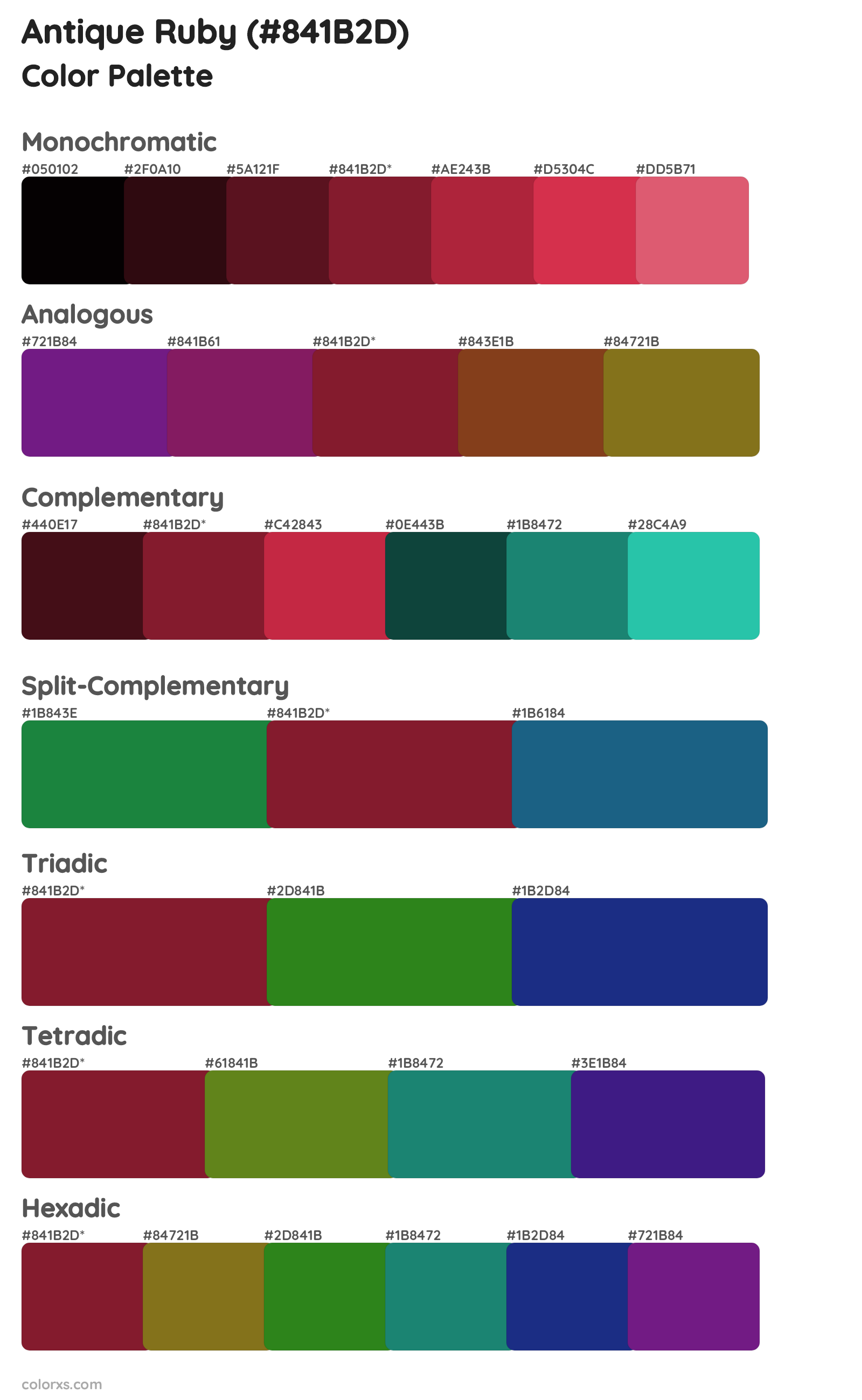 Antique Ruby Color Scheme Palettes