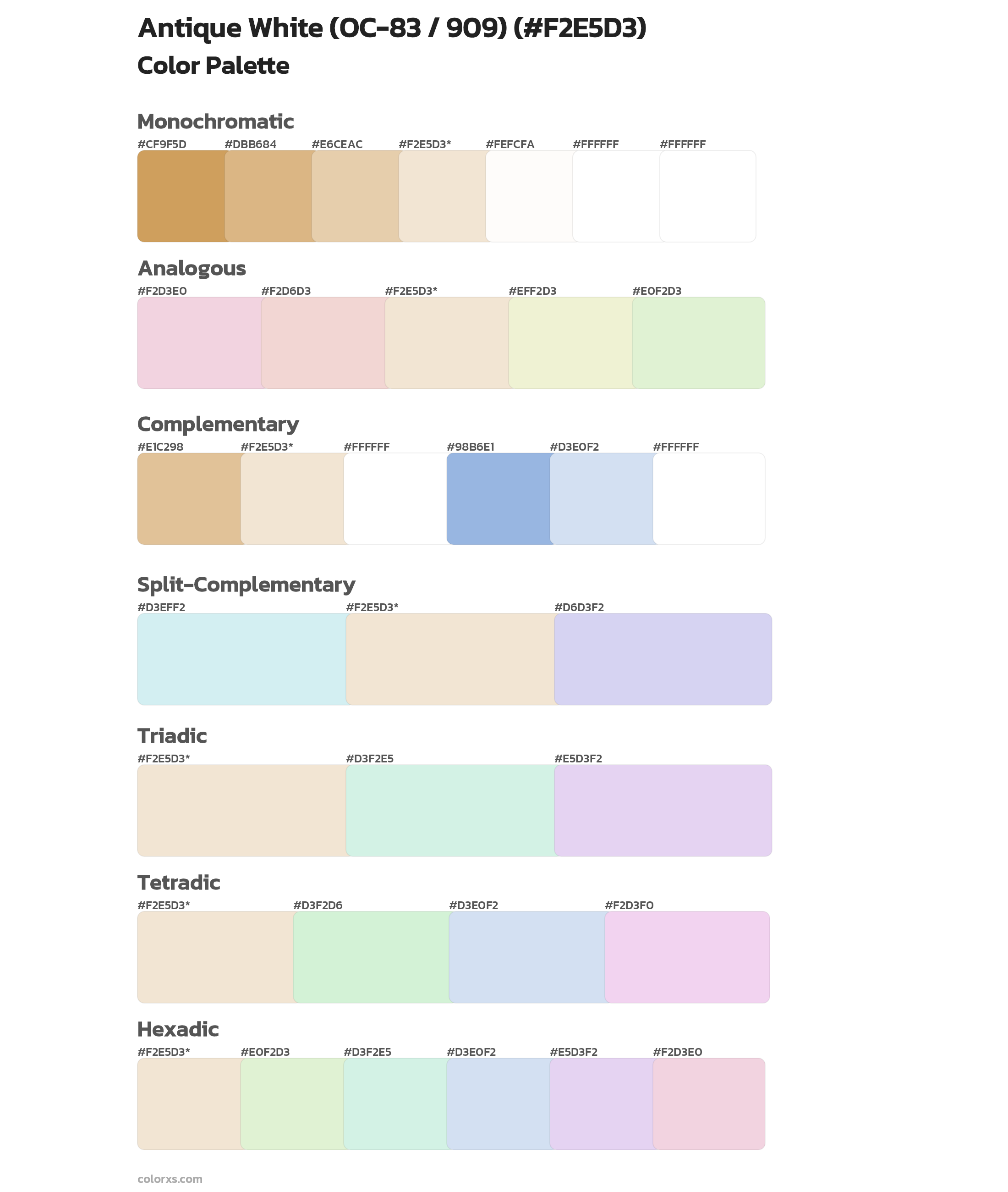 Antique White (OC-83 / 909) Color Scheme Palettes