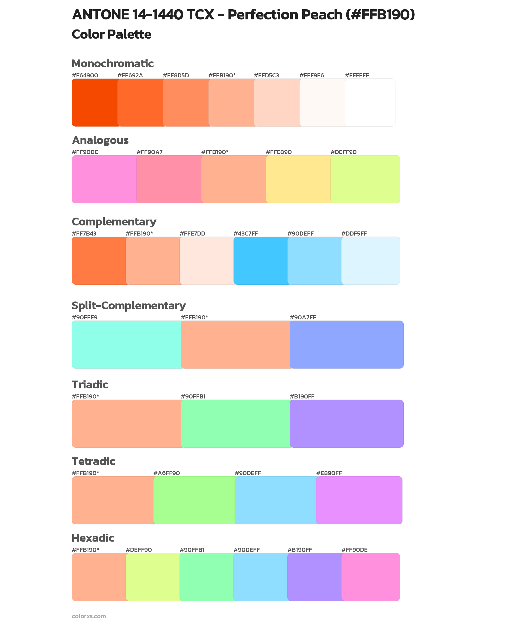 ANTONE 14-1440 TCX - Perfection Peach Color Scheme Palettes