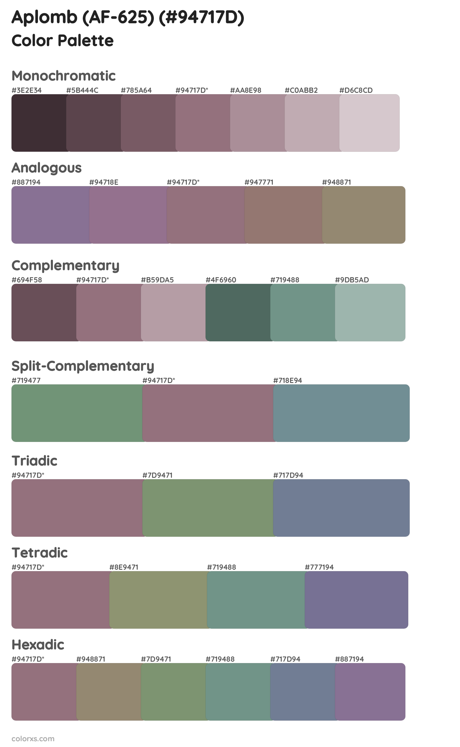 Aplomb (AF-625) Color Scheme Palettes