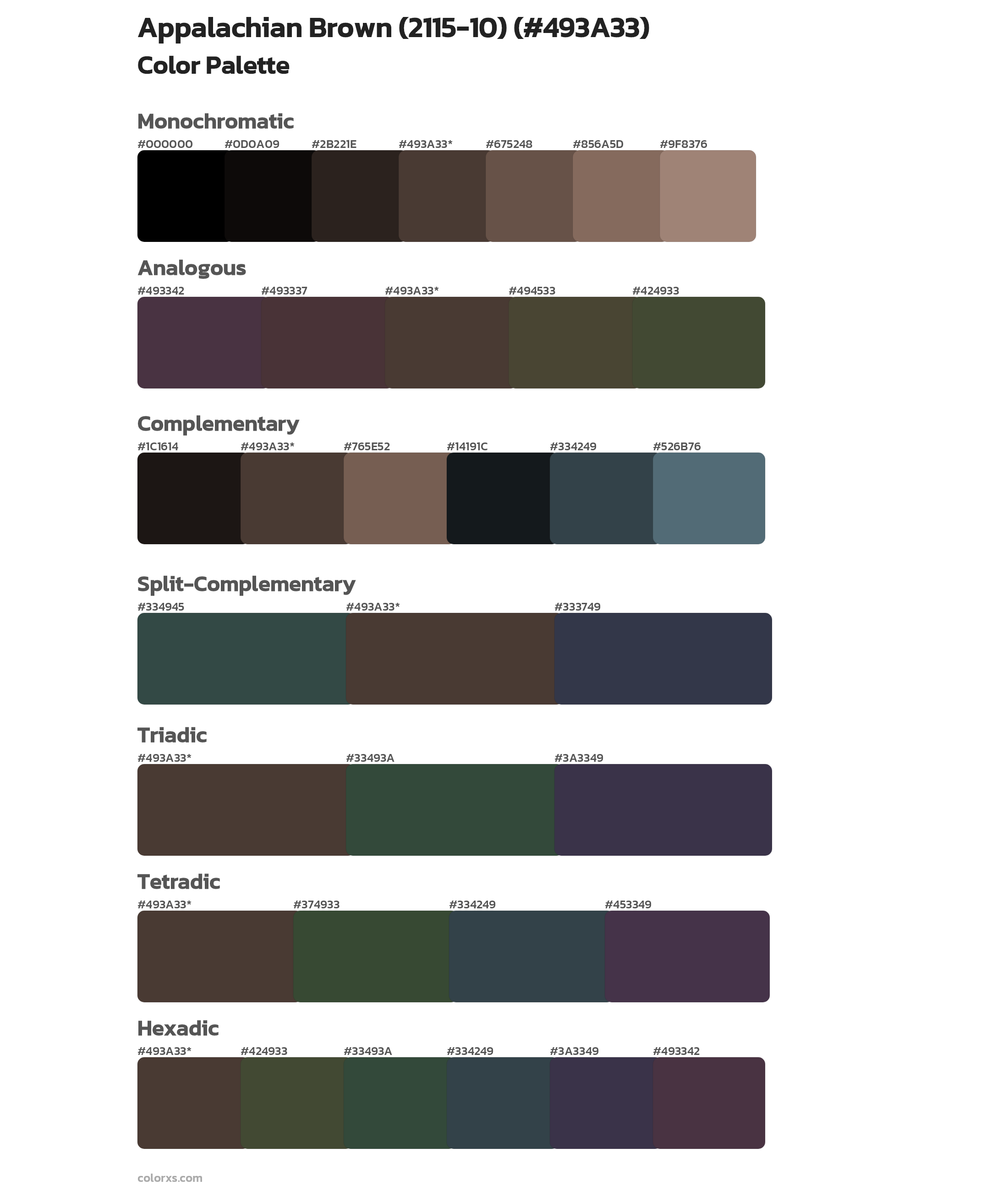 Appalachian Brown (2115-10) Color Scheme Palettes