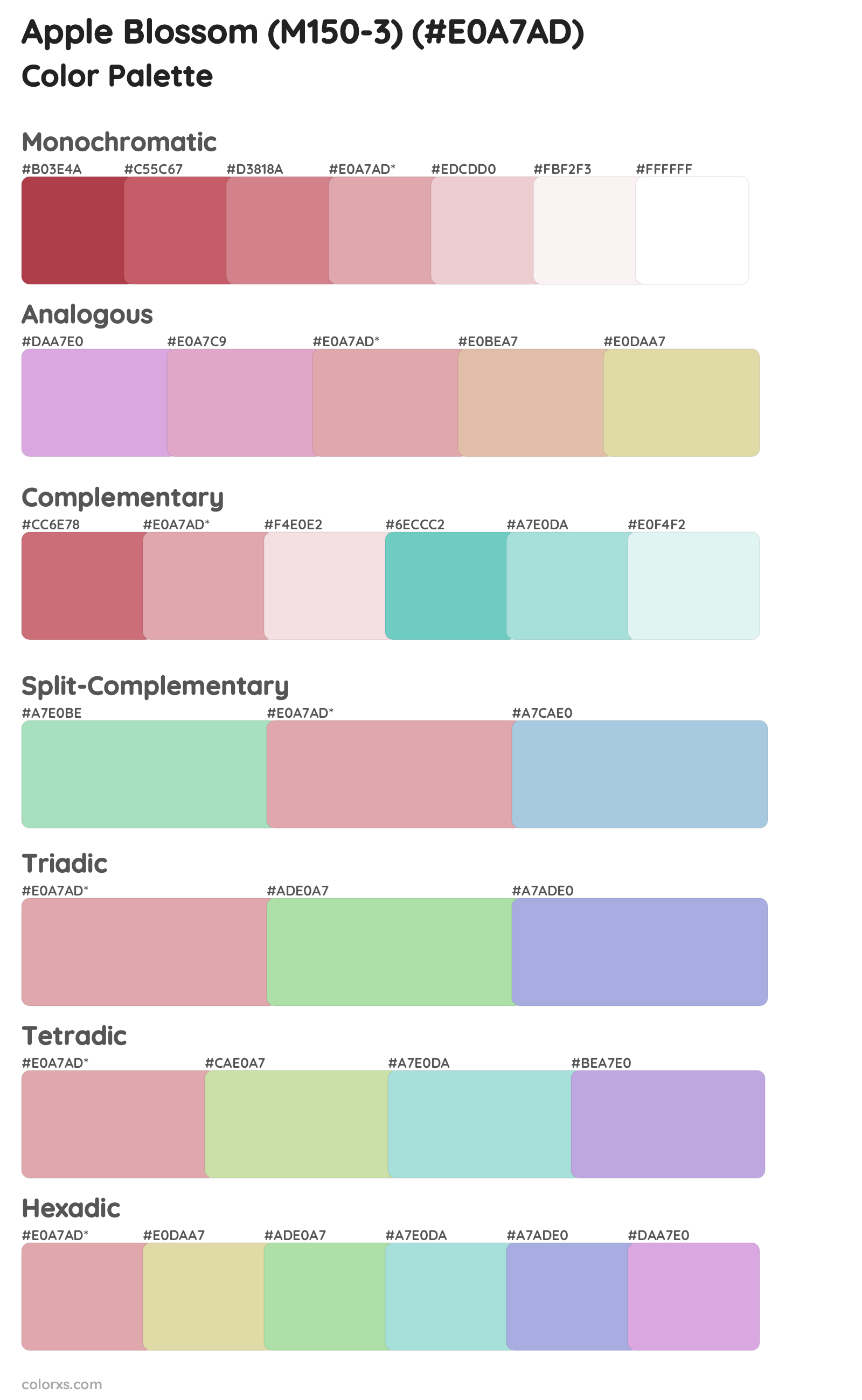 Apple Blossom (M150-3) Color Scheme Palettes