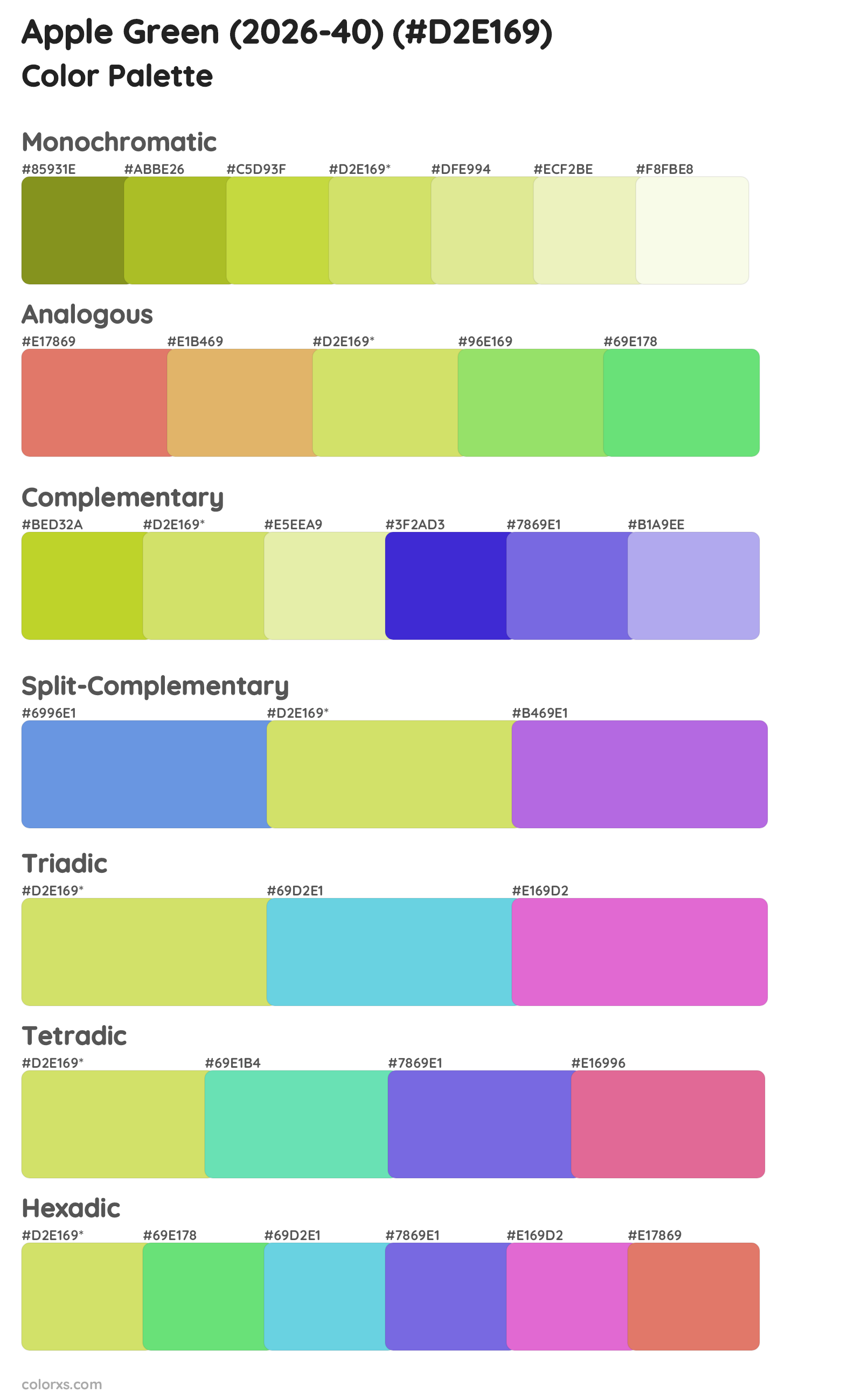 Apple Green (2026-40) Color Scheme Palettes