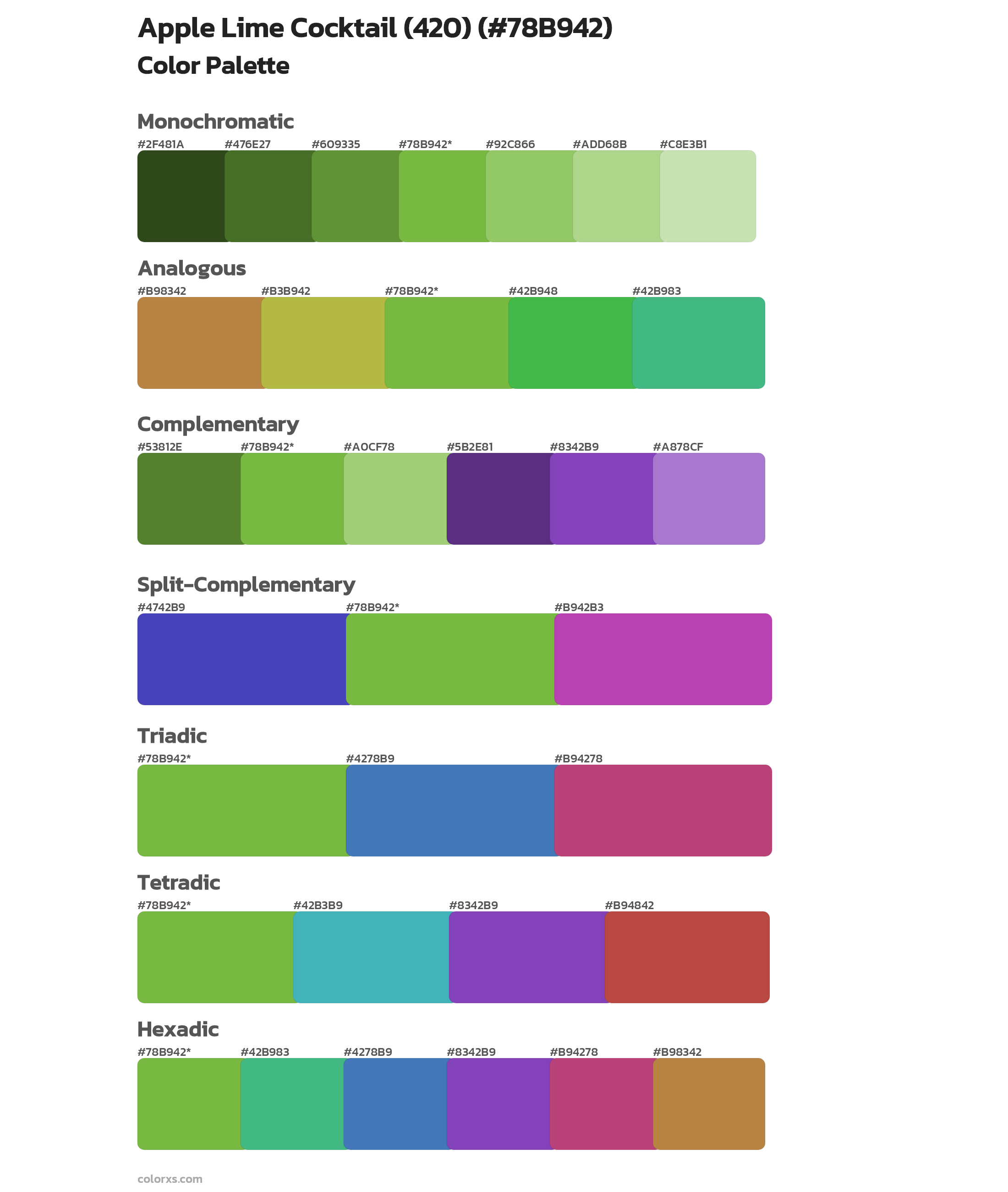 Apple Lime Cocktail (420) Color Scheme Palettes