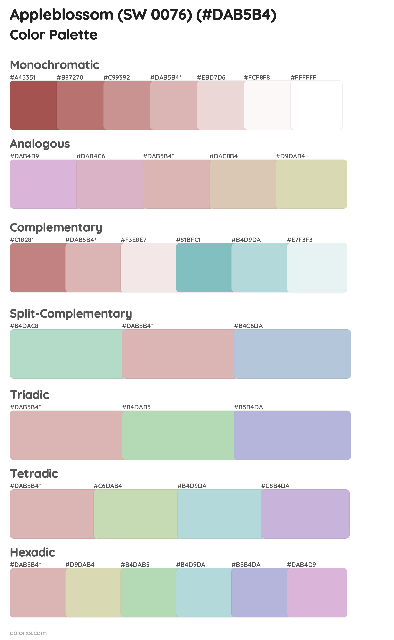 Appleblossom (SW 0076) Color Scheme Palettes