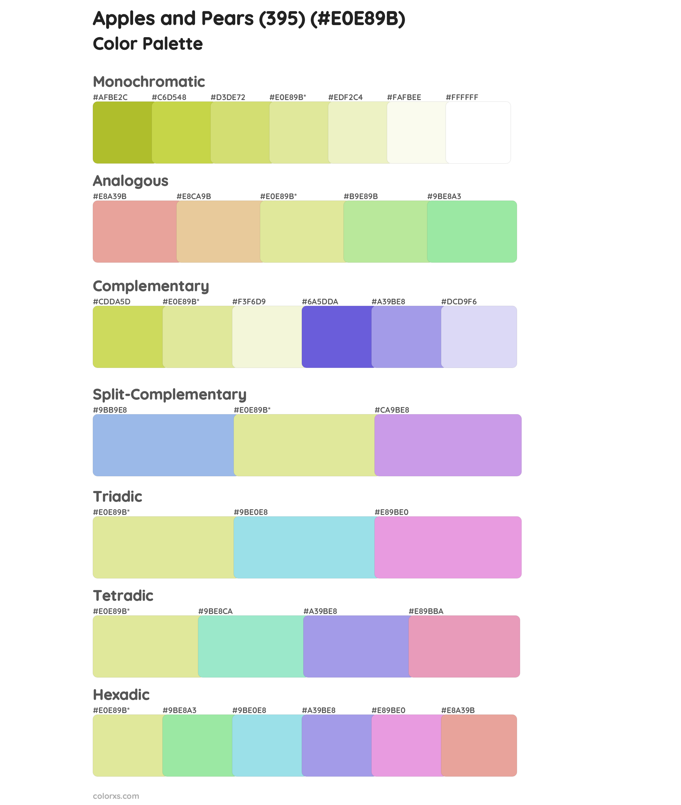 Apples and Pears (395) Color Scheme Palettes