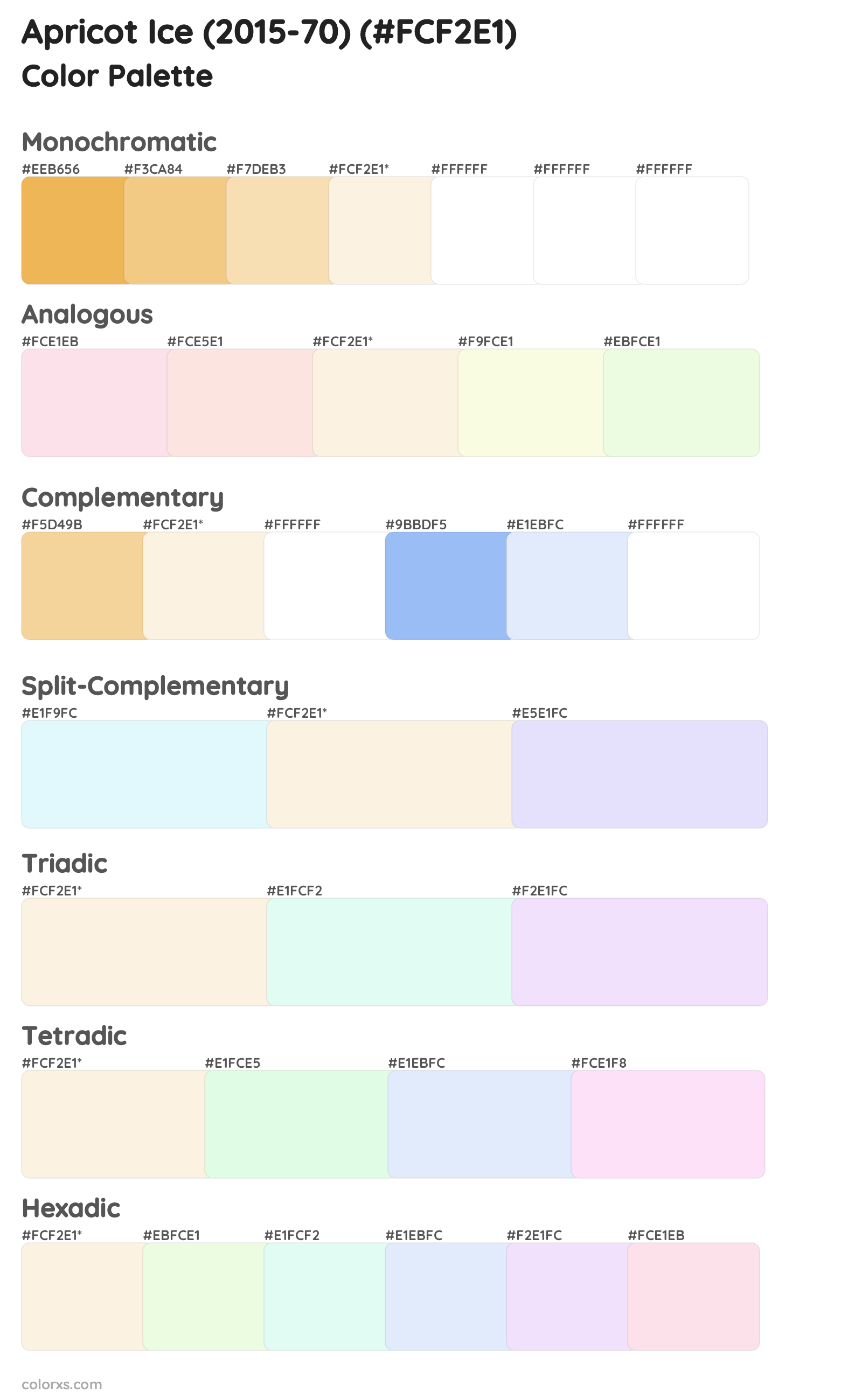 Apricot Ice (2015-70) Color Scheme Palettes