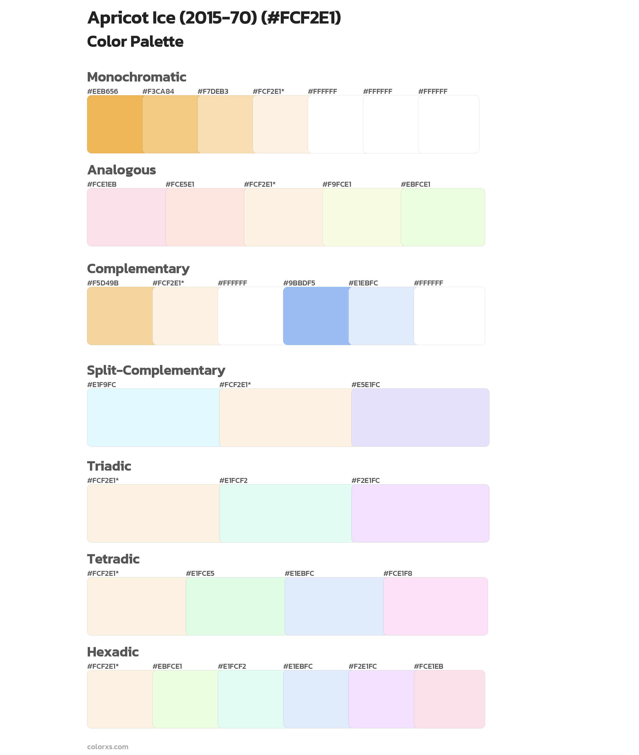 Apricot Ice (2015-70) Color Scheme Palettes