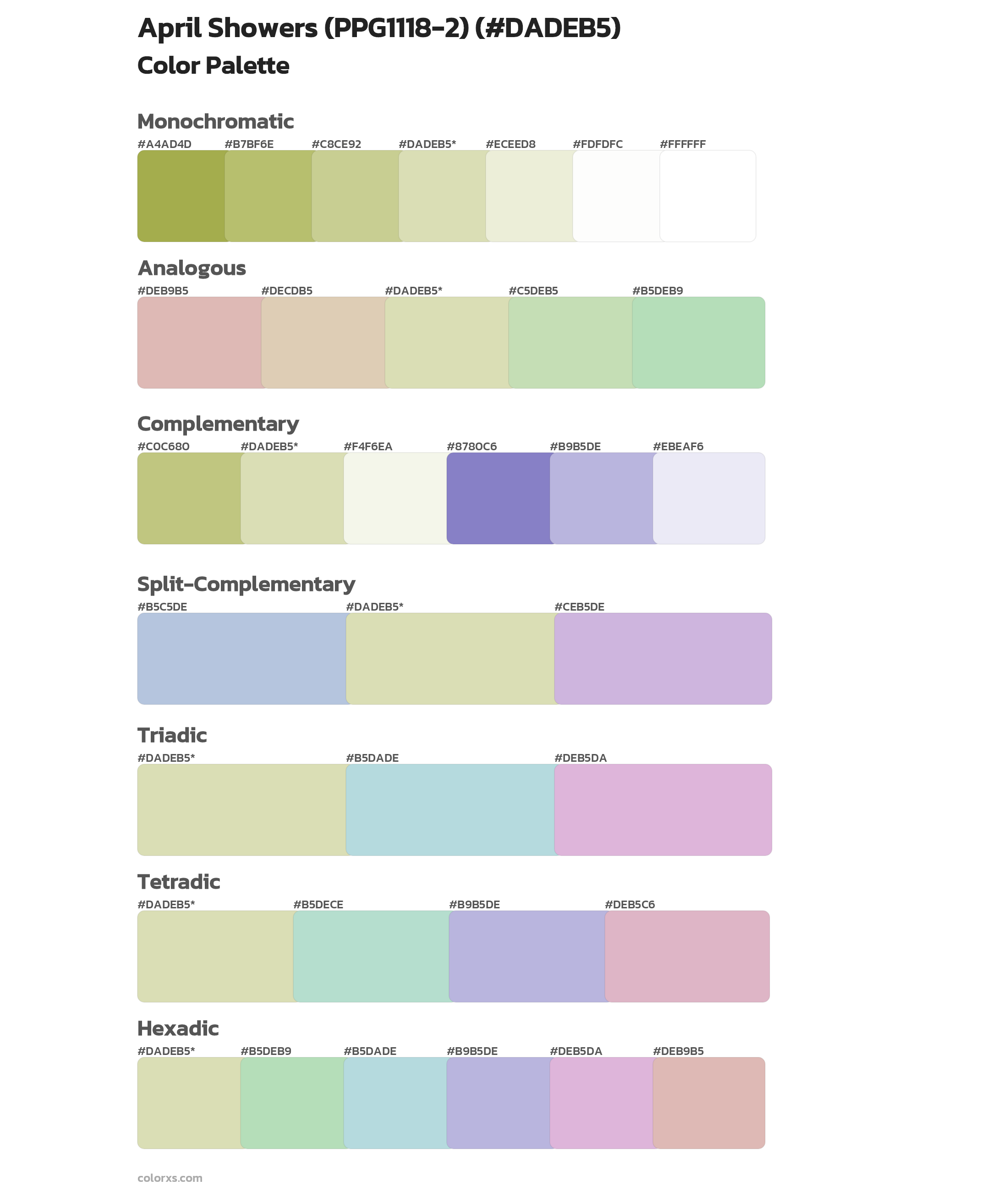 April Showers (PPG1118-2) Color Scheme Palettes