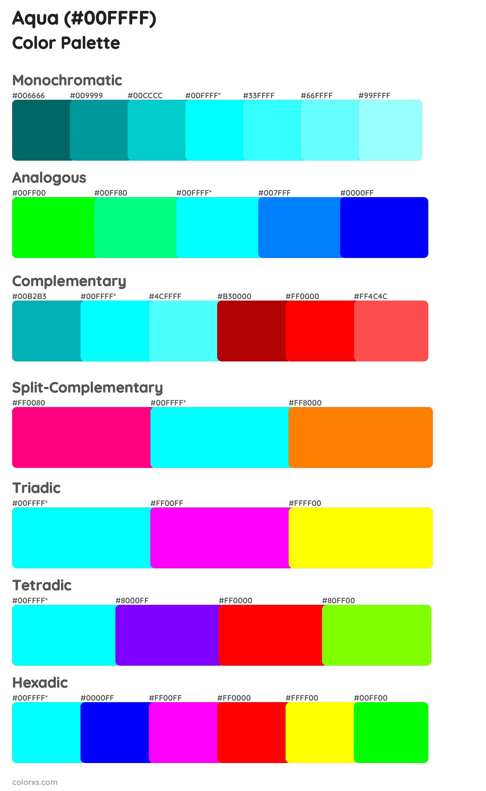 Aqua Color Scheme Palettes