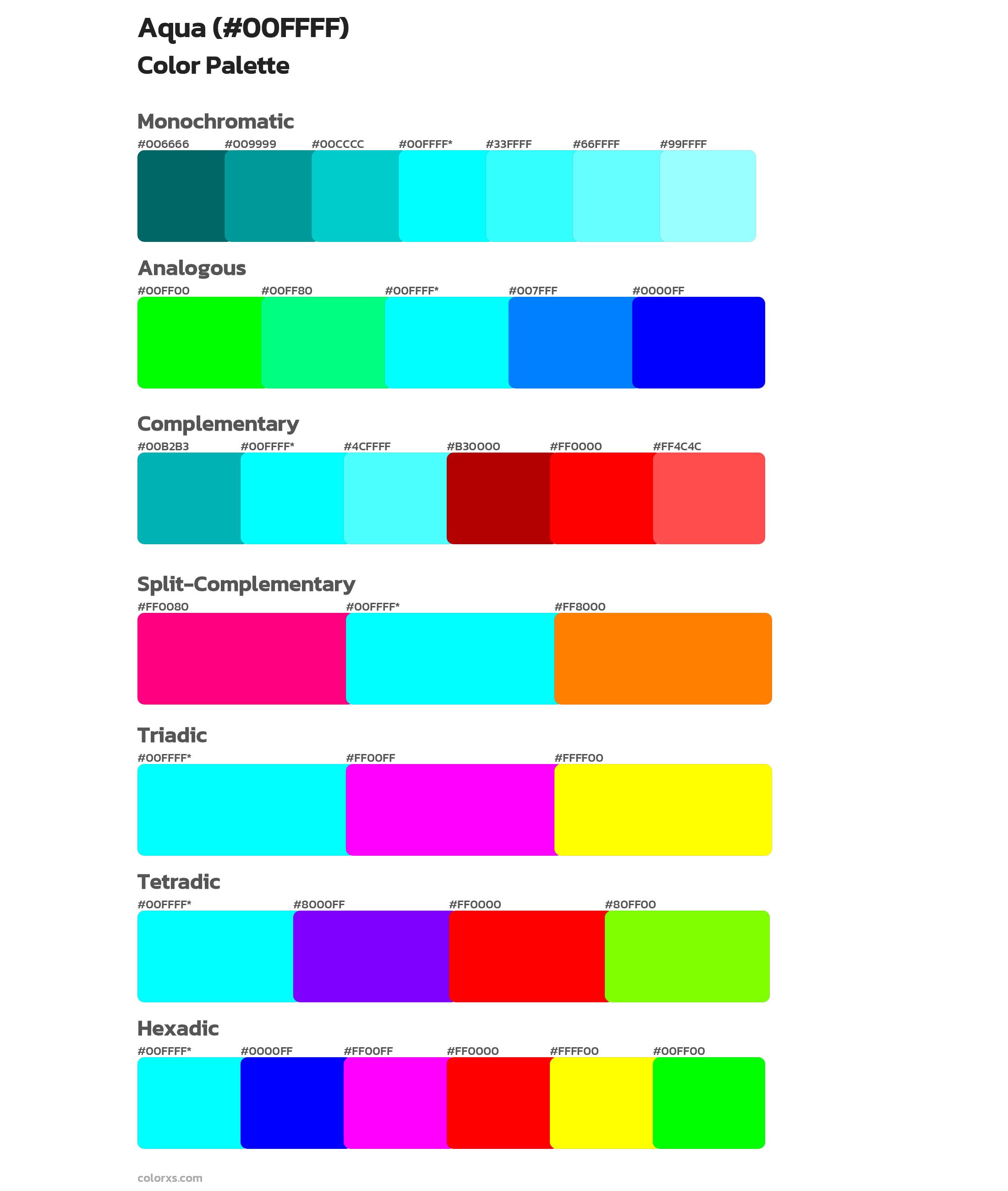 Aqua Color Scheme Palettes