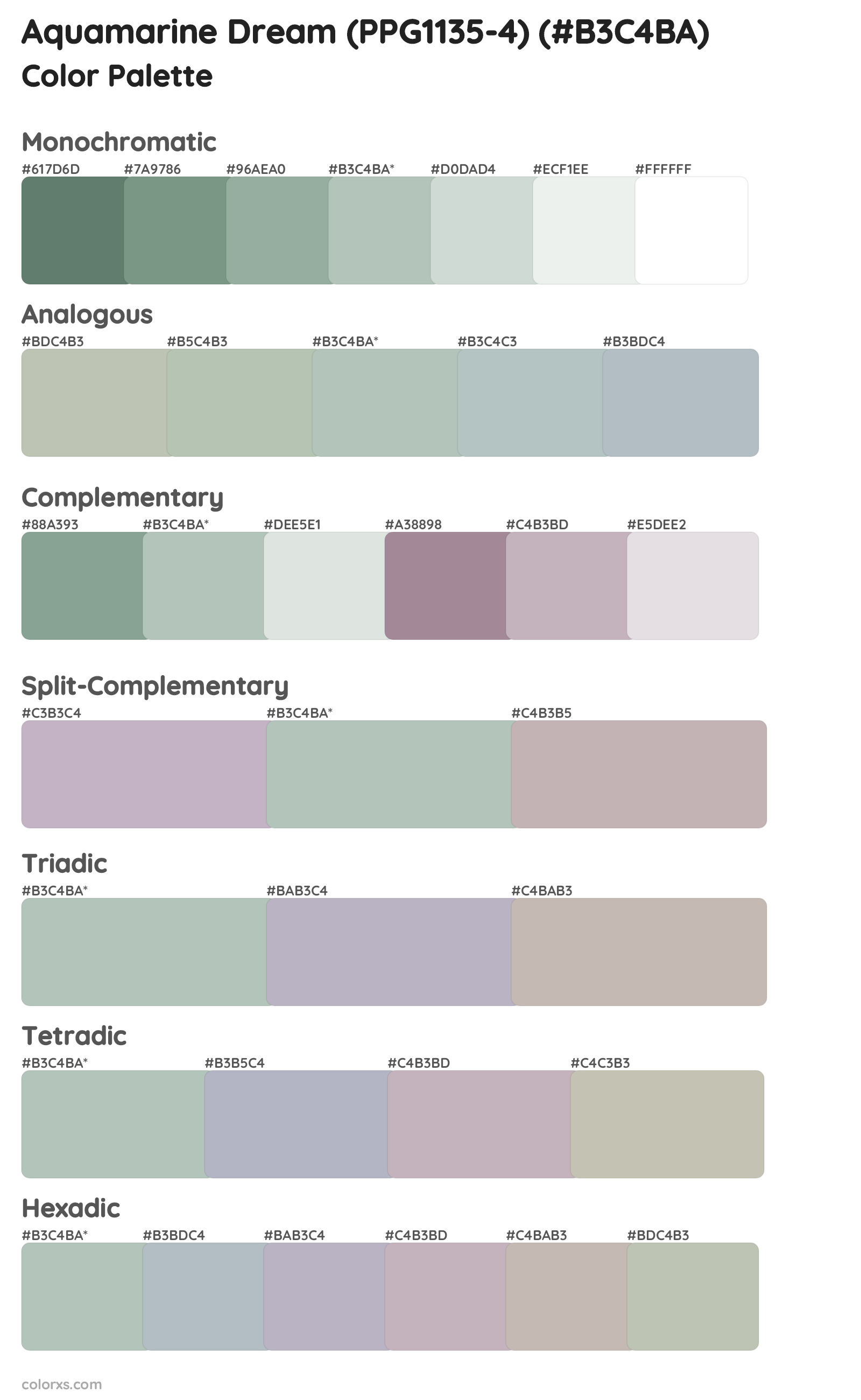 Aquamarine Dream (PPG1135-4) Color Scheme Palettes