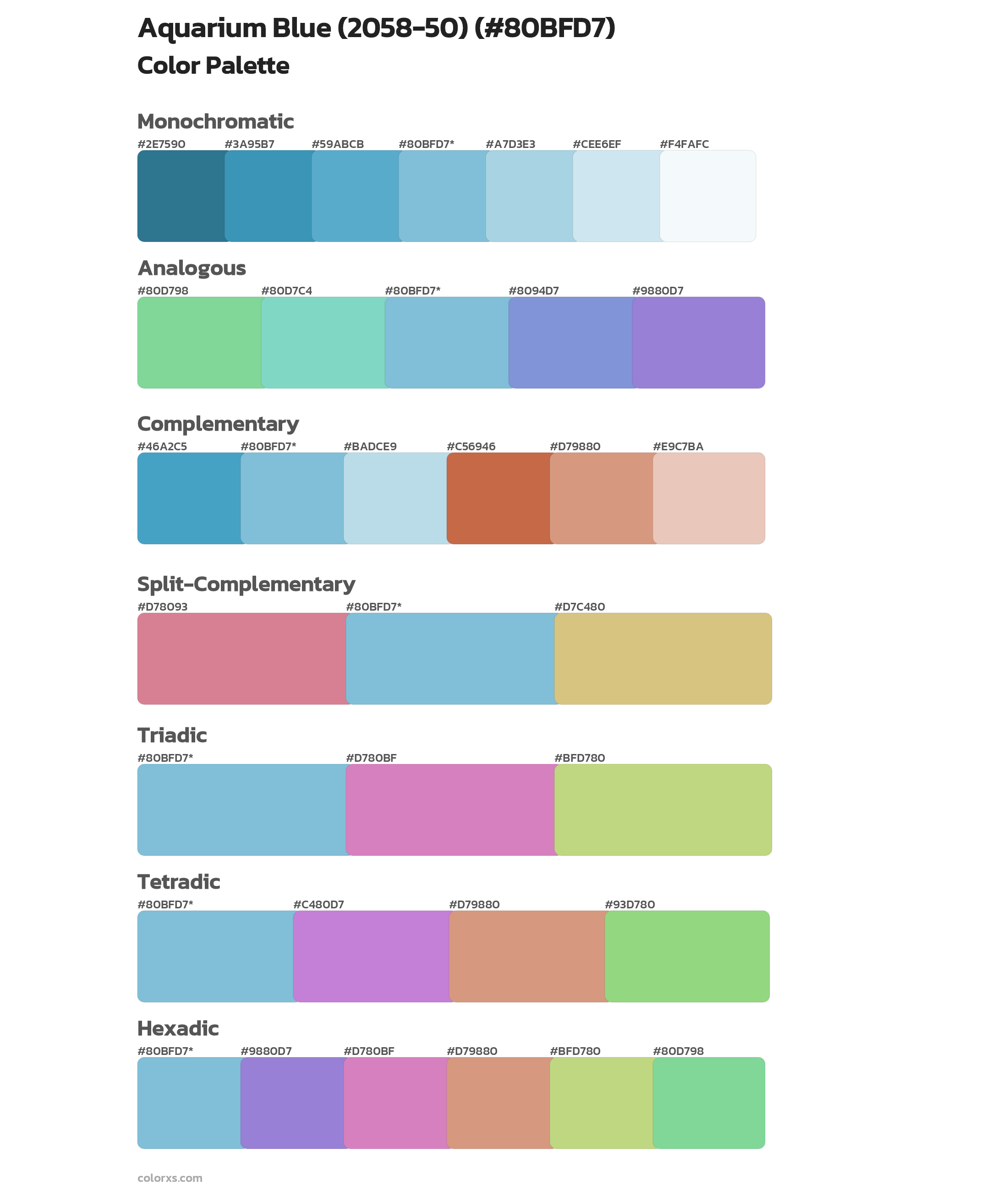 Aquarium Blue (2058-50) Color Scheme Palettes
