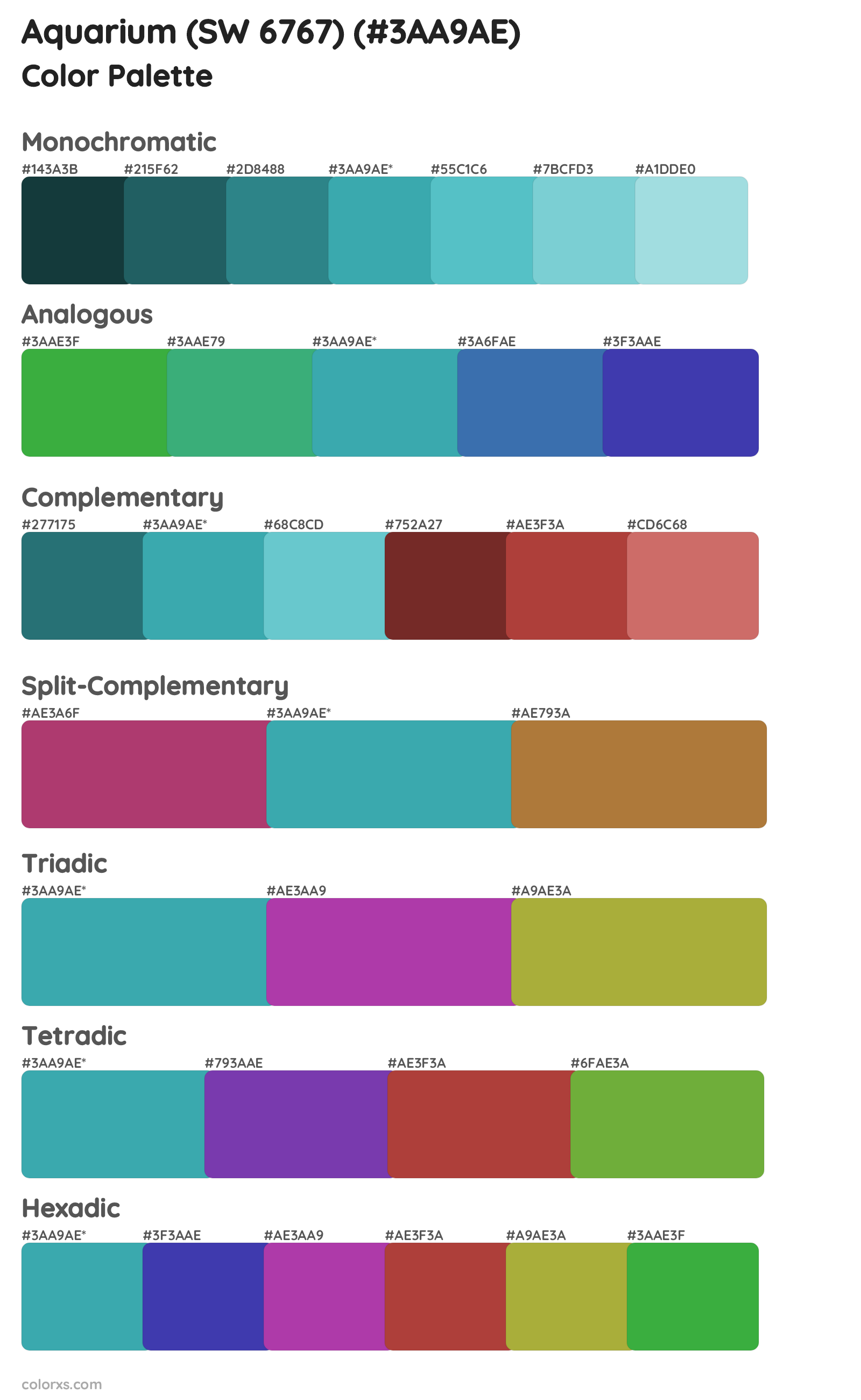Aquarium (SW 6767) Color Scheme Palettes