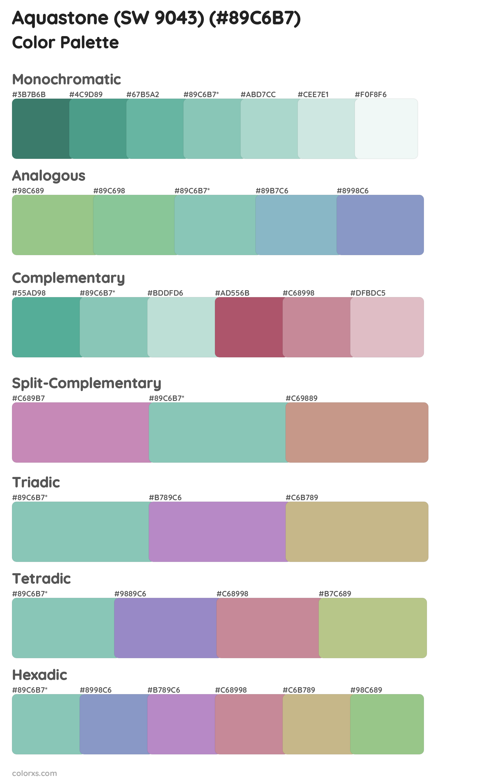 Aquastone (SW 9043) Color Scheme Palettes